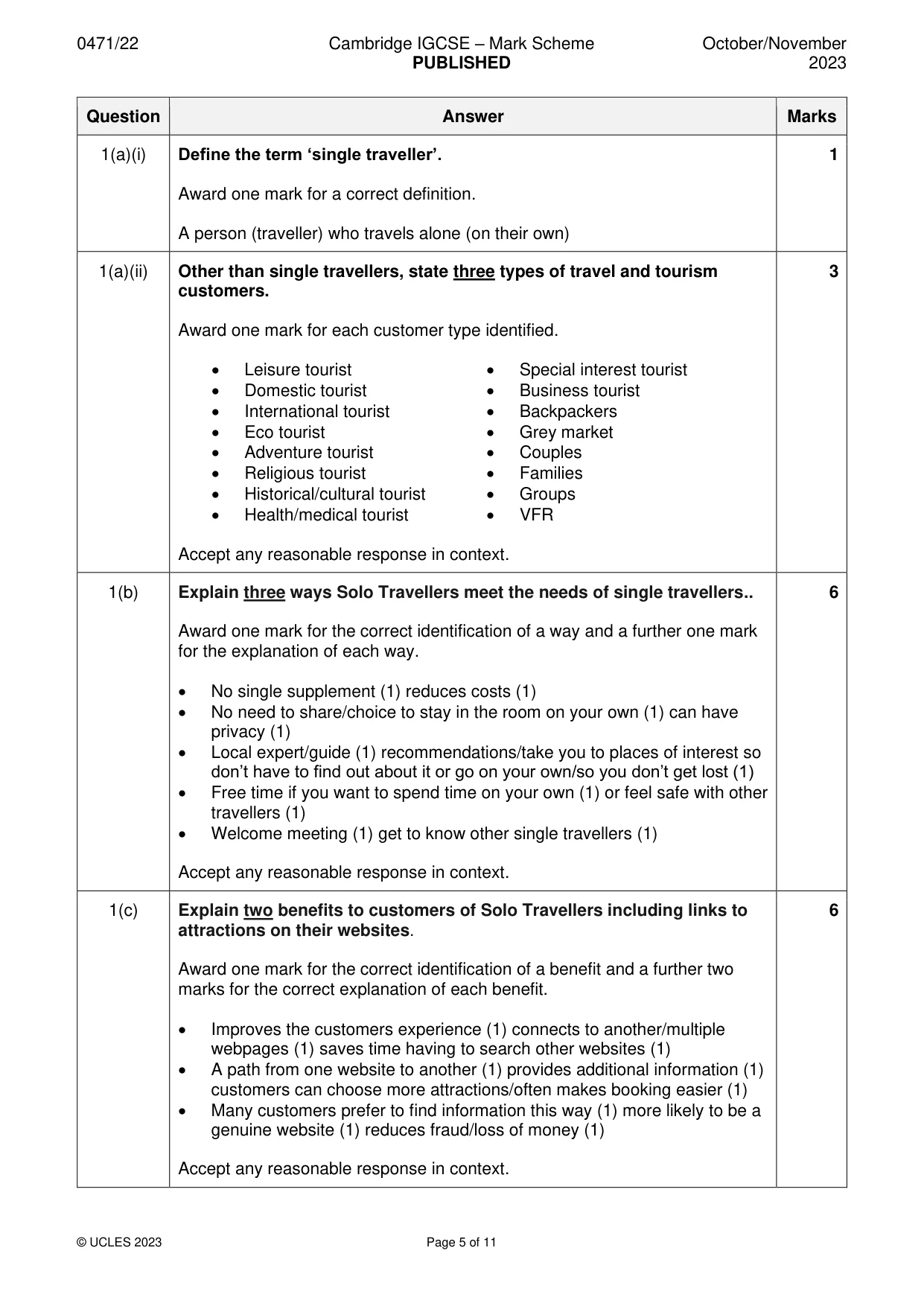 Mark scheme, page 5 of 11