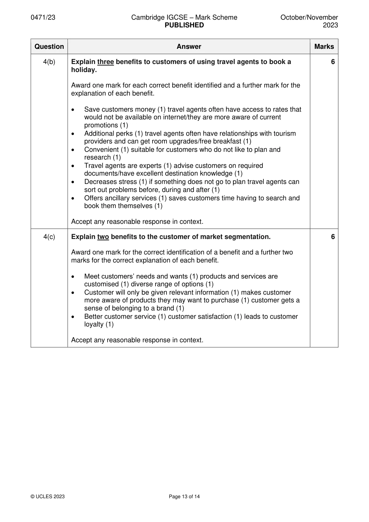 Mark scheme, page 13 of 14