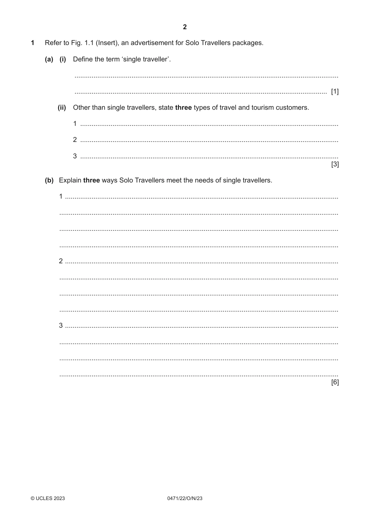 Cambridge IGCSE Travel and Tourism 0471 2023 Oct/Nov Paper 2 · Variant 2 question paper, page 2 of 16