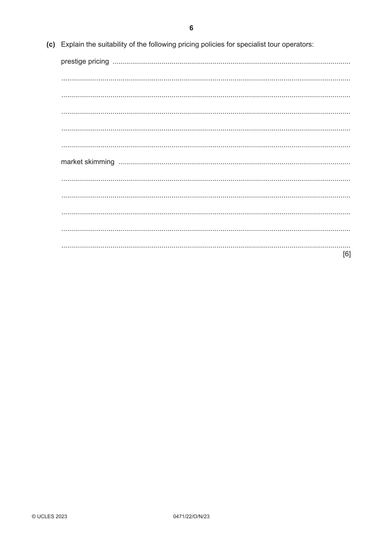 Cambridge IGCSE Travel and Tourism 0471 2023 Oct/Nov Paper 2 · Variant 2 question paper, page 6 of 16
