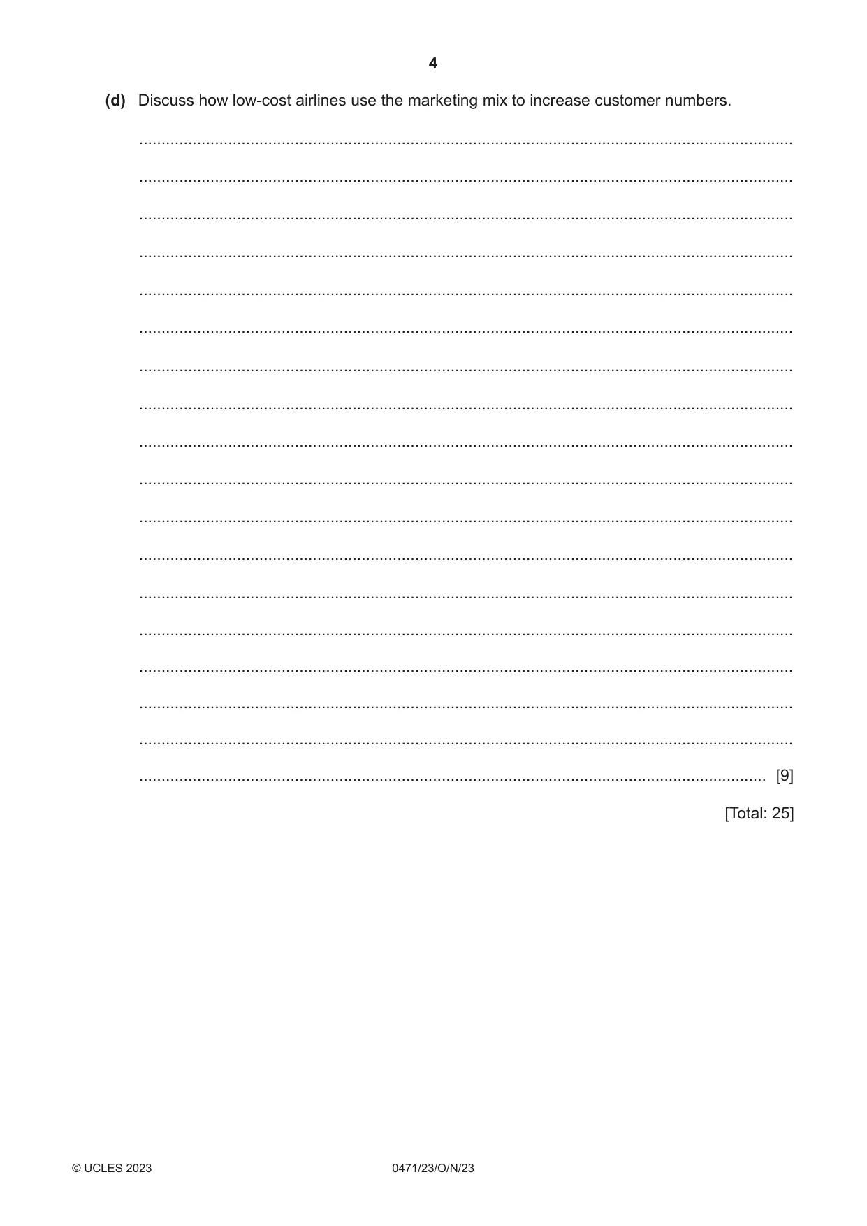Cambridge IGCSE Travel and Tourism 0471 2023 Oct/Nov Paper 2 · Variant 3 question paper, page 4 of 16