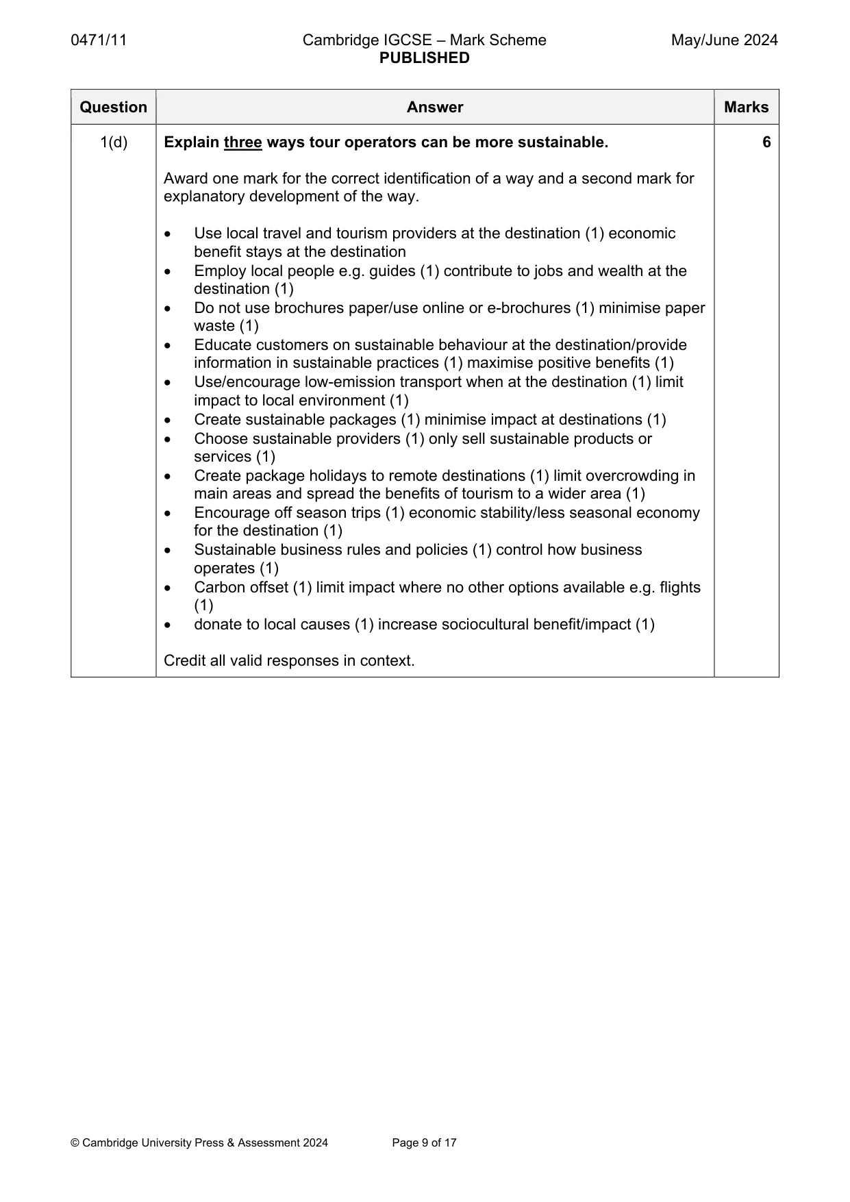 Mark scheme, page 9 of 17