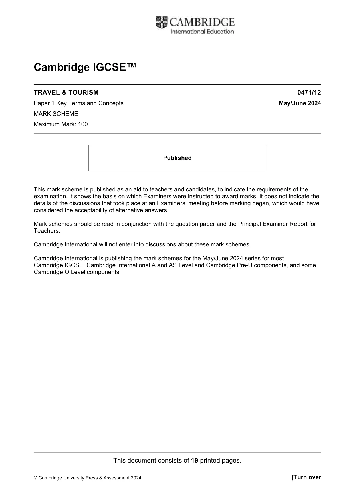 Mark scheme, page 1 of 19