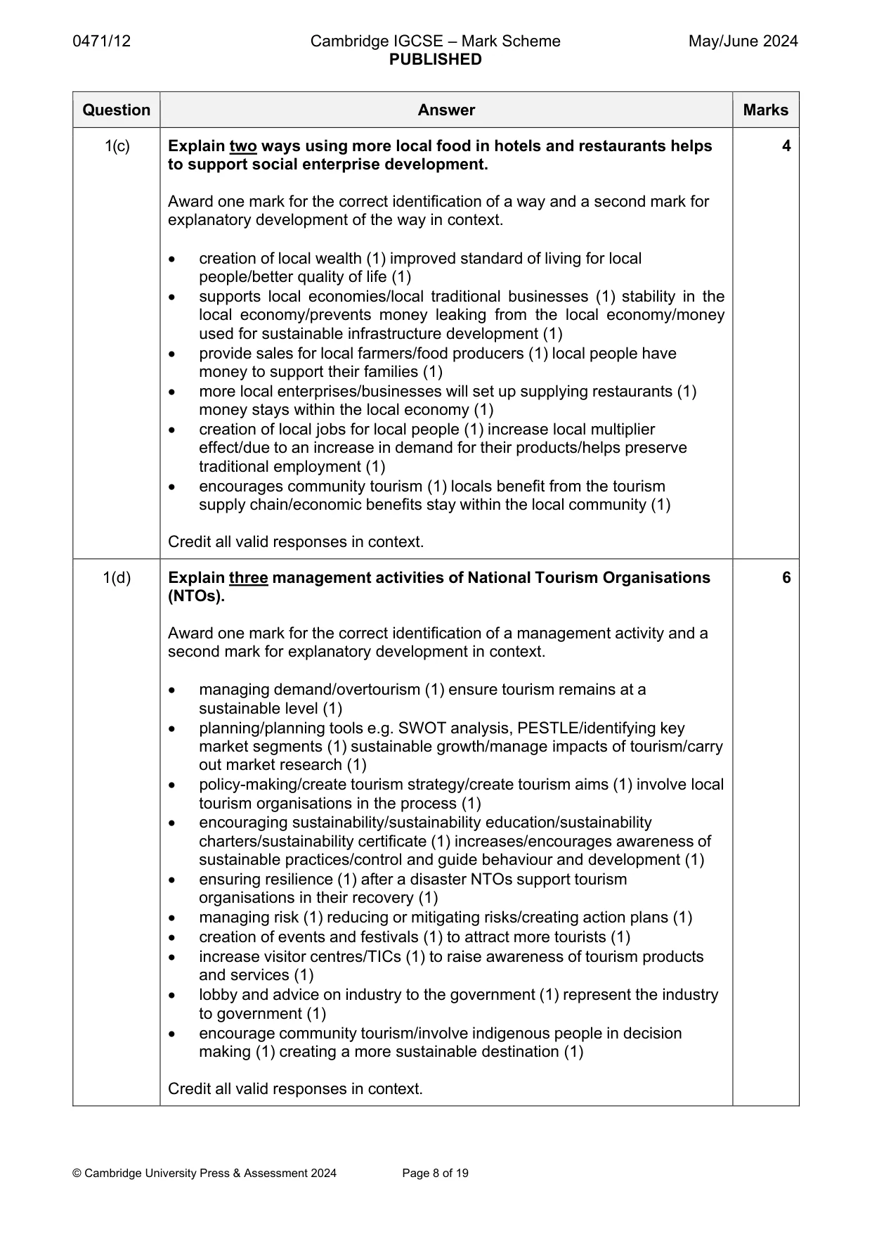 Mark scheme, page 8 of 19