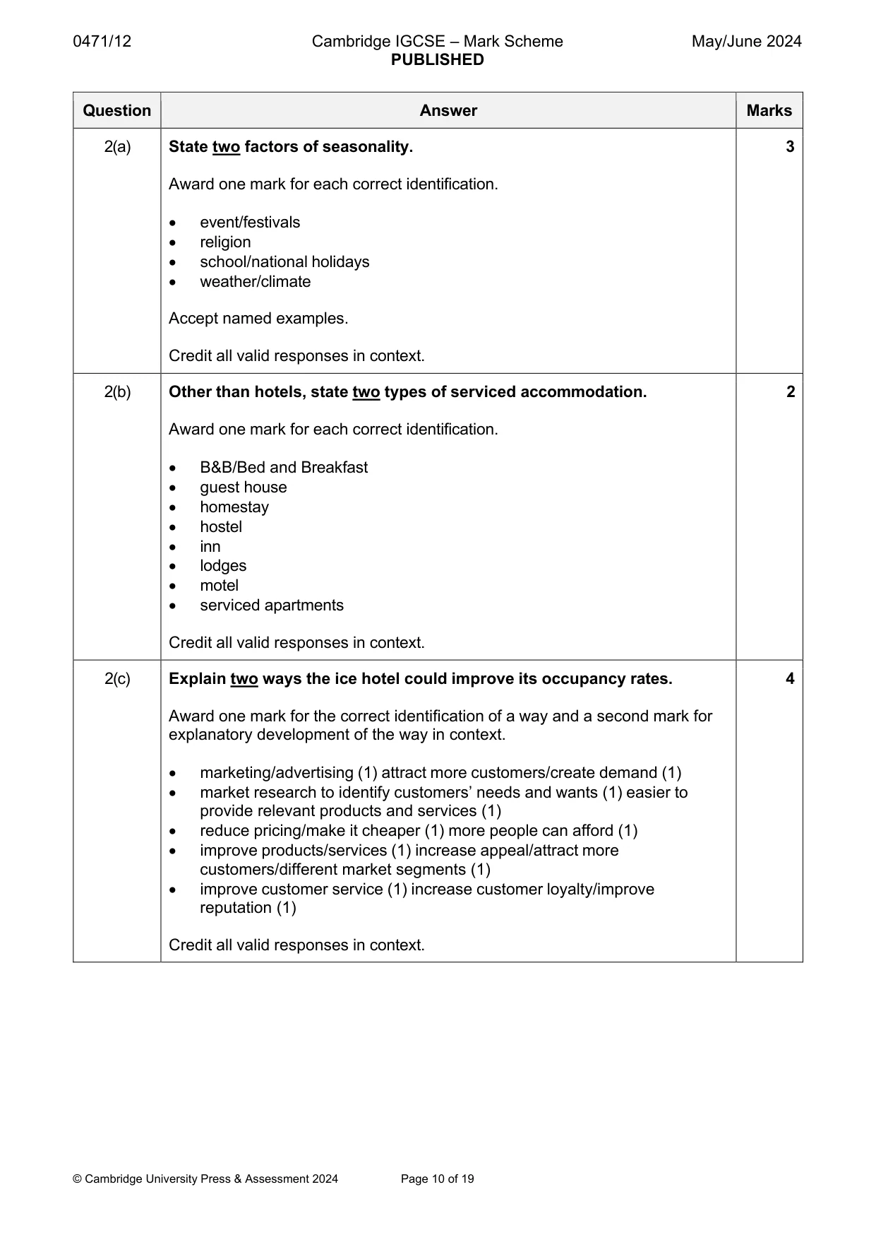 Mark scheme, page 10 of 19