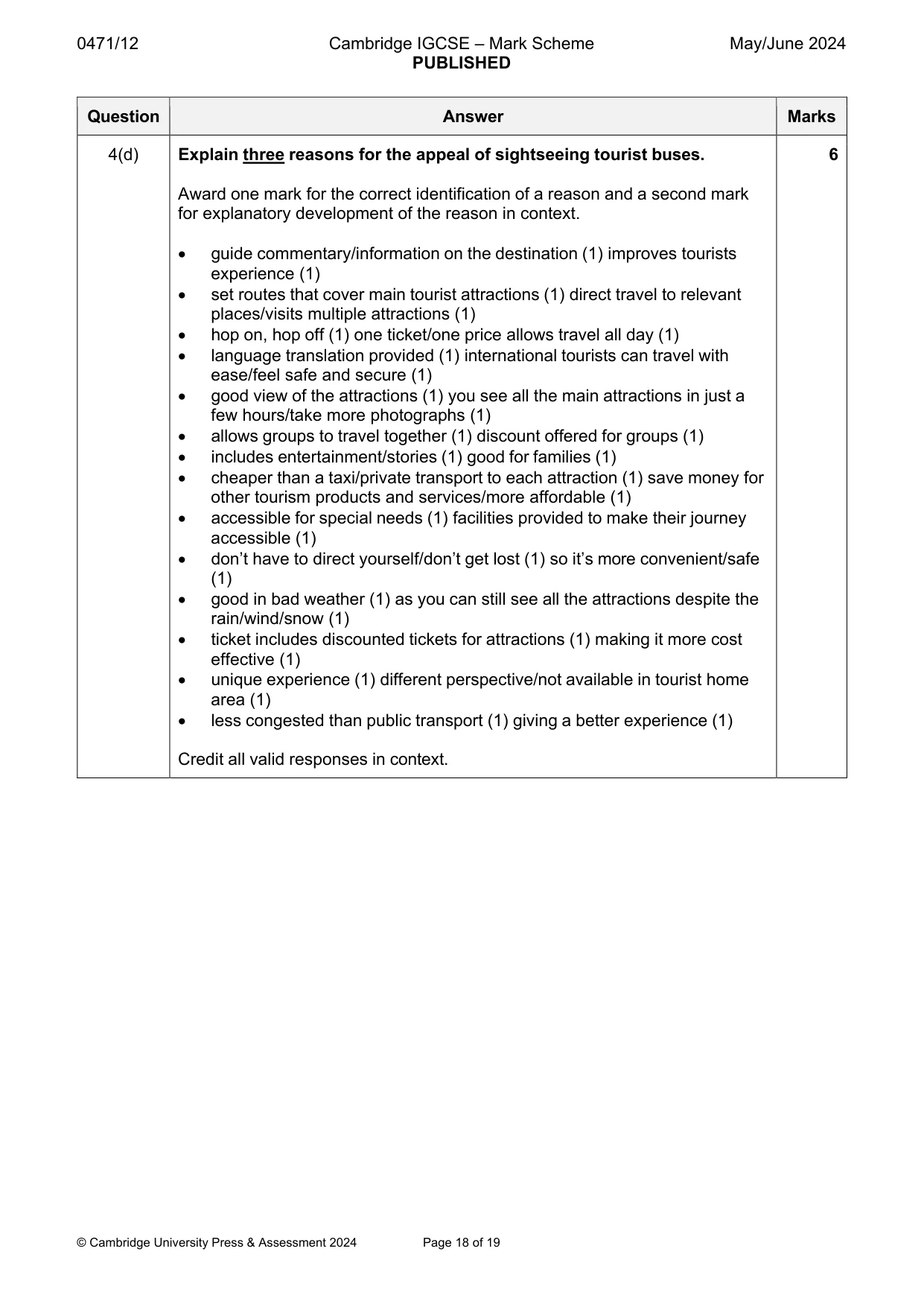 Mark scheme, page 18 of 19