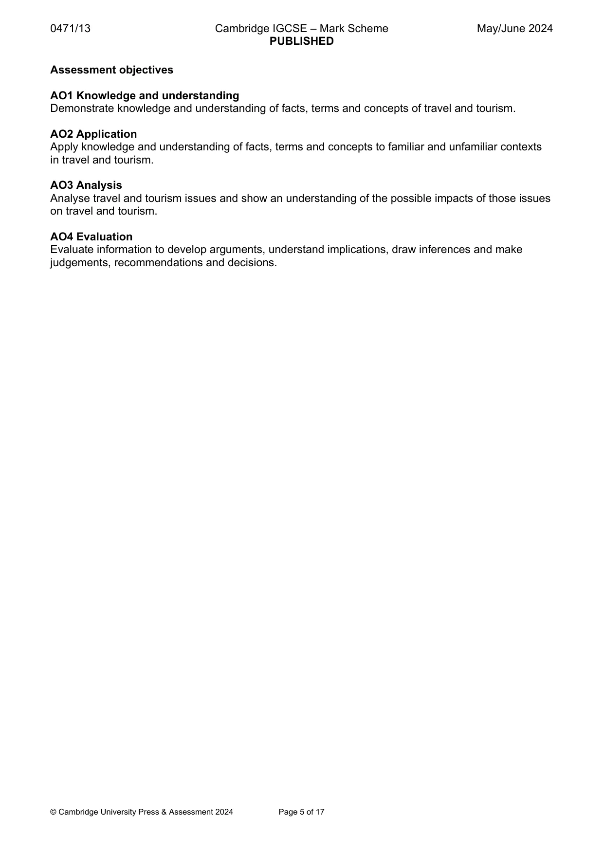 Mark scheme, page 5 of 17