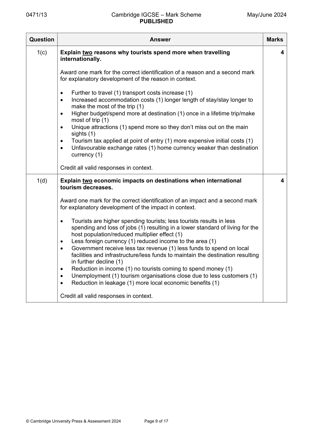Mark scheme, page 9 of 17