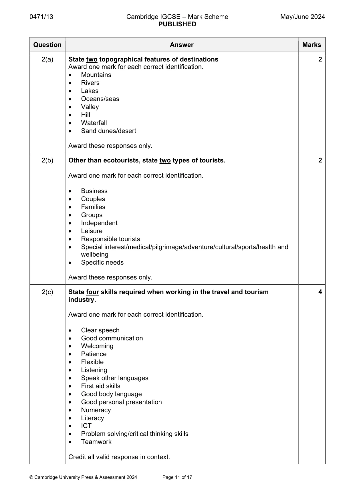Mark scheme, page 11 of 17