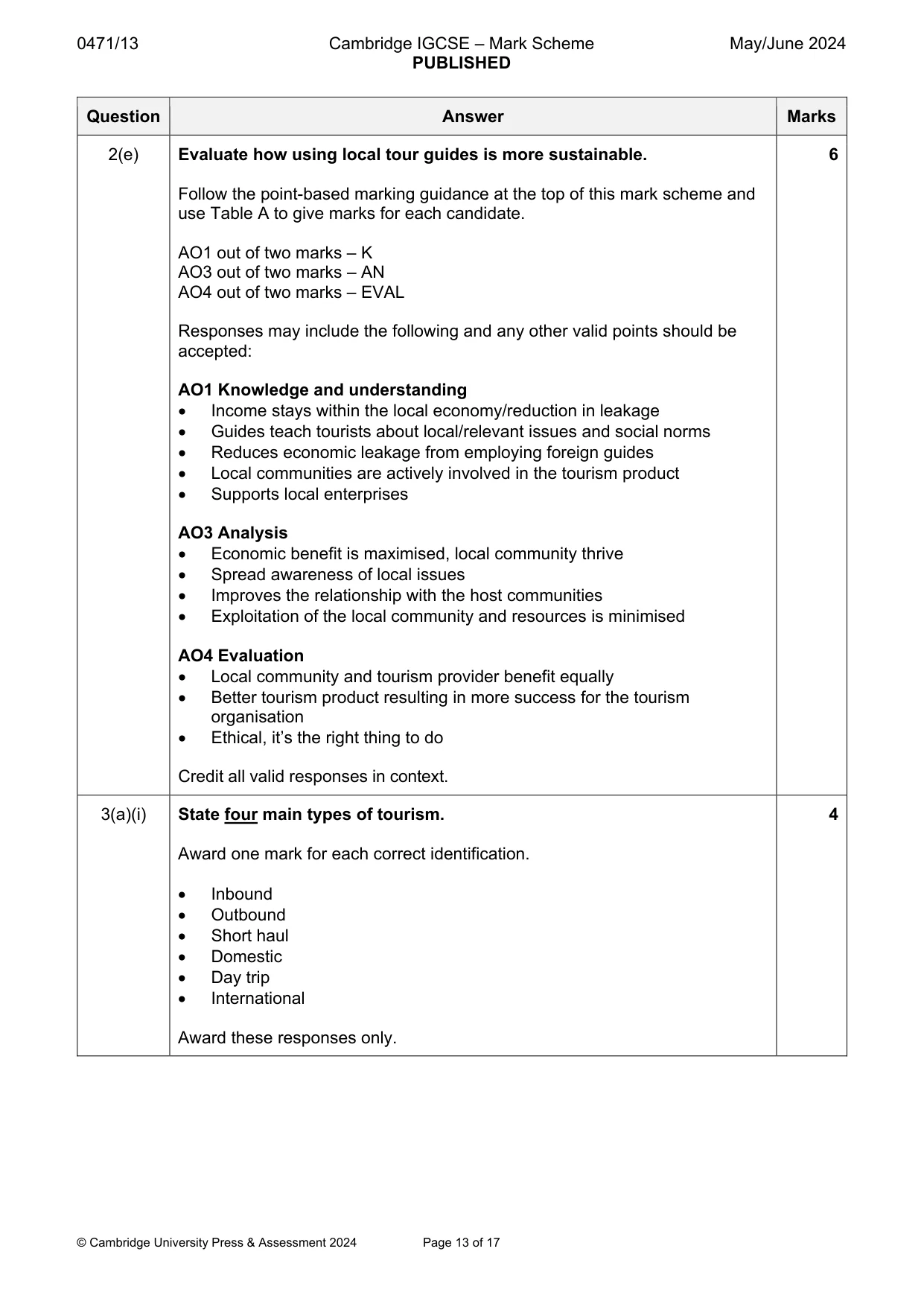 Mark scheme, page 13 of 17