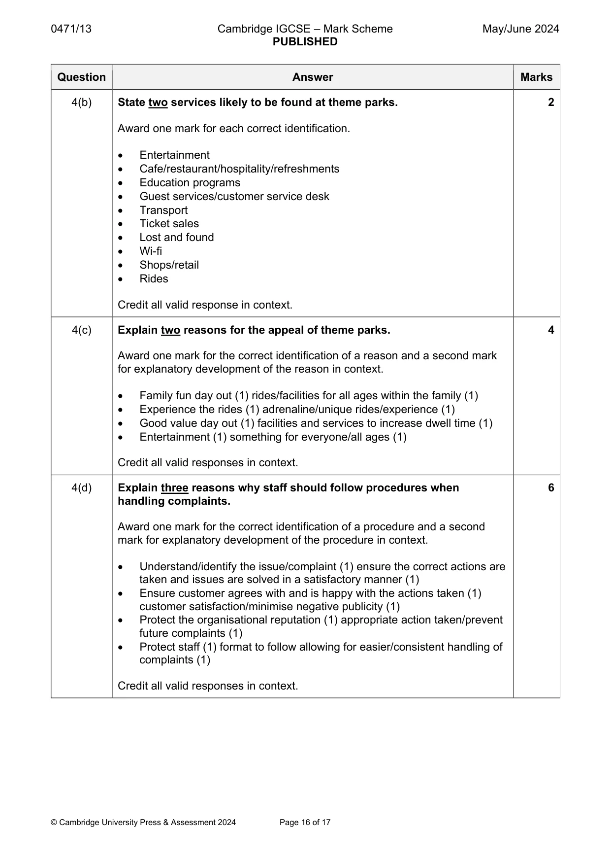 Mark scheme, page 16 of 17