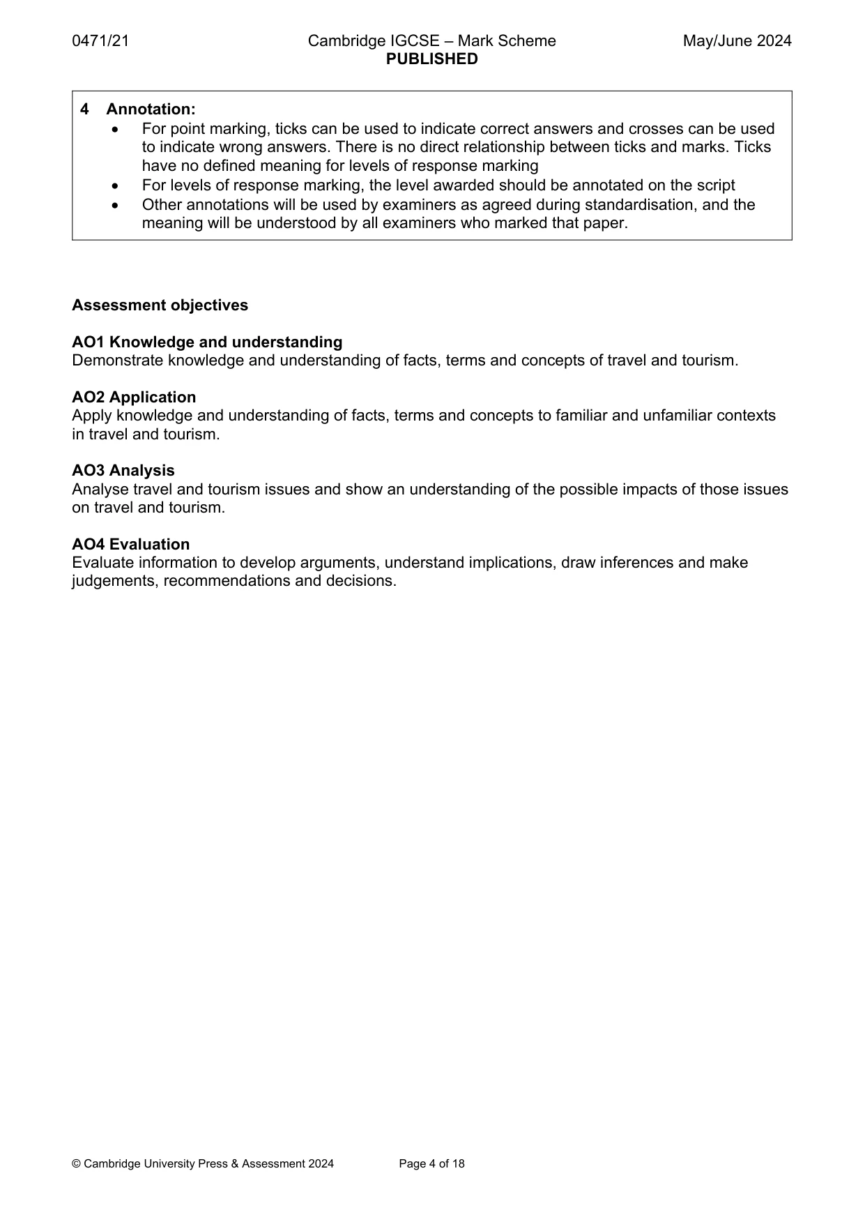 Mark scheme, page 4 of 18