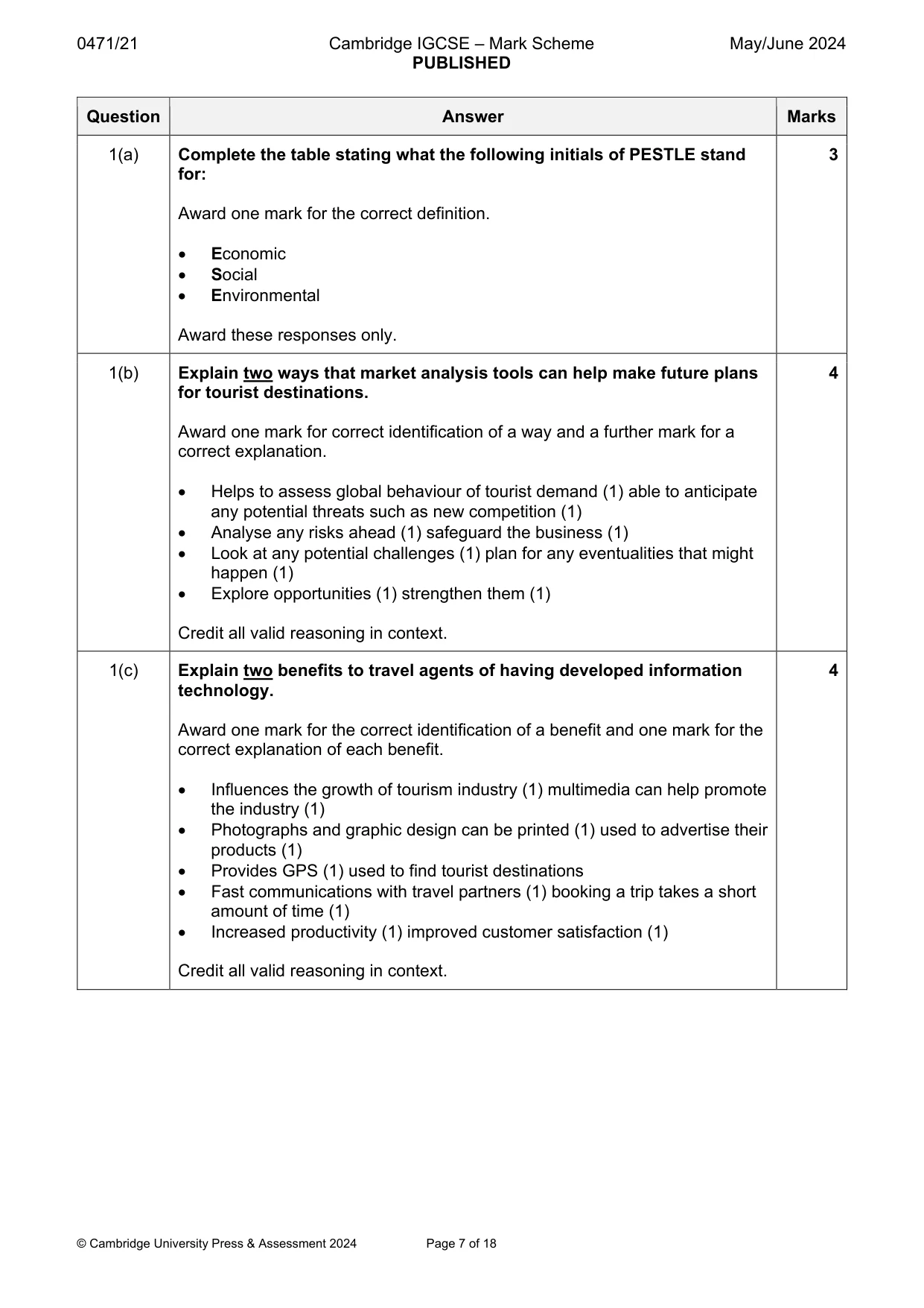 Mark scheme, page 7 of 18