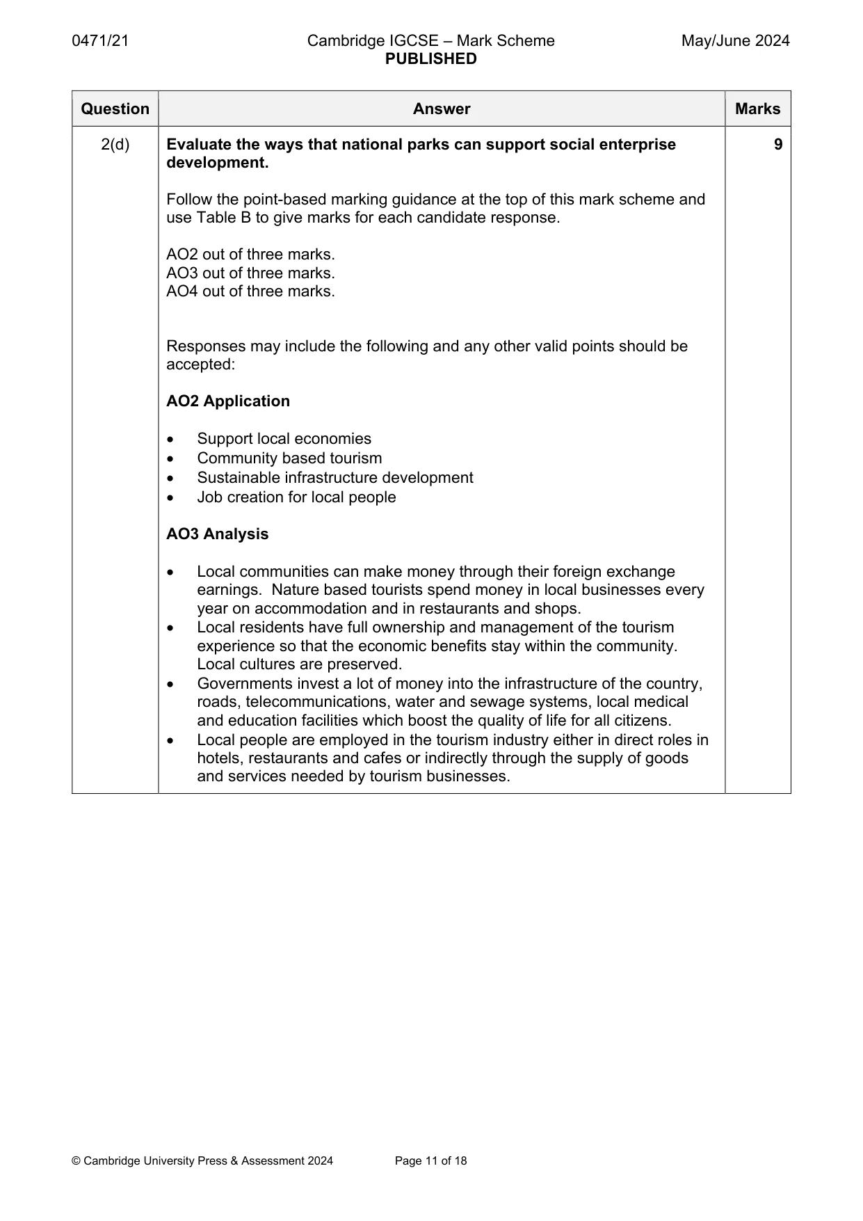 Mark scheme, page 11 of 18