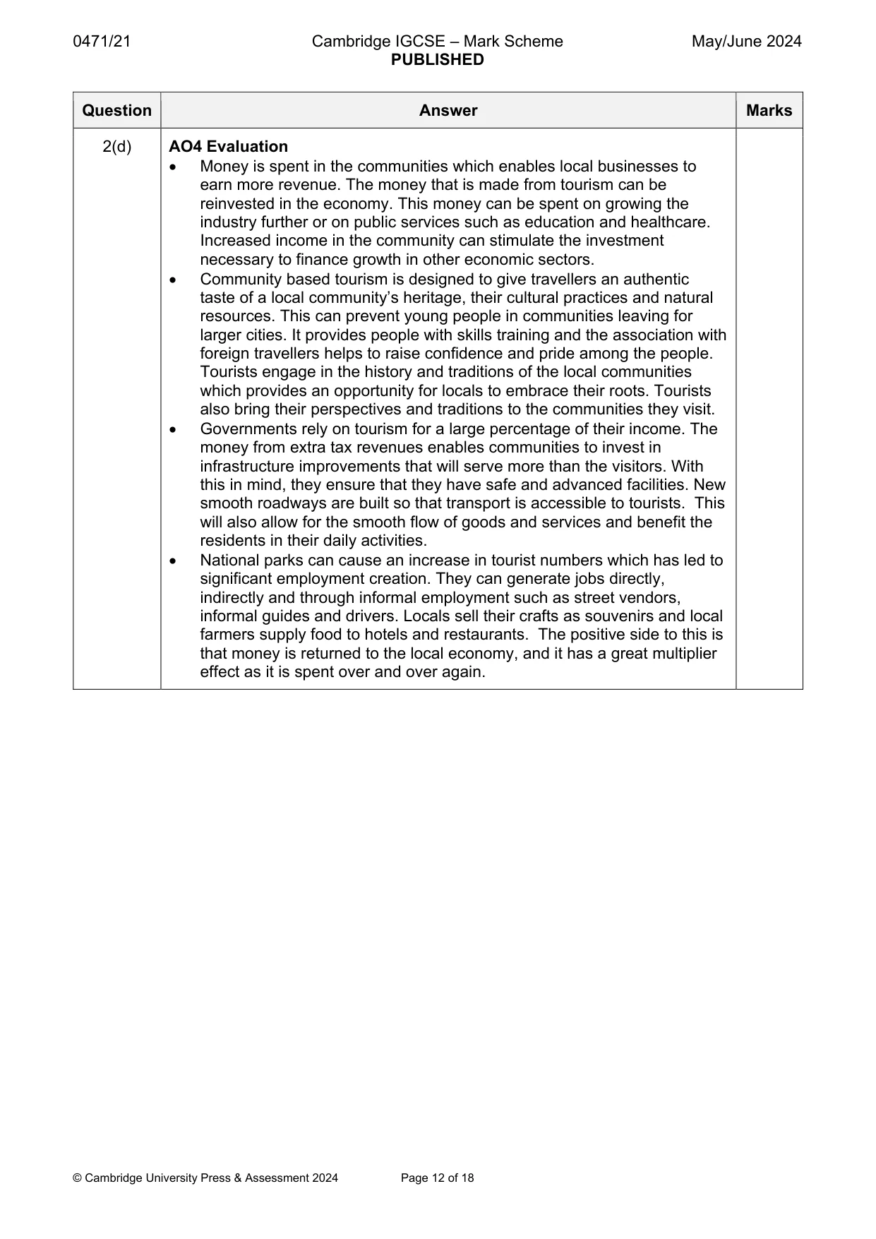 Mark scheme, page 12 of 18