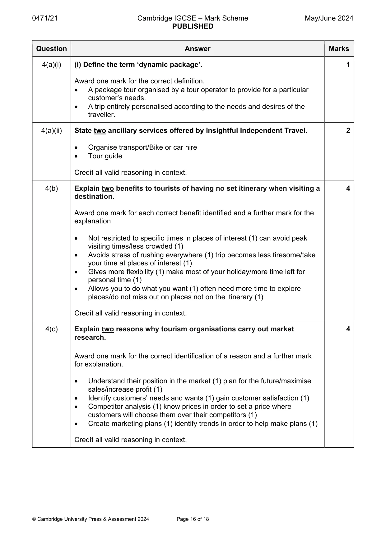 Mark scheme, page 16 of 18