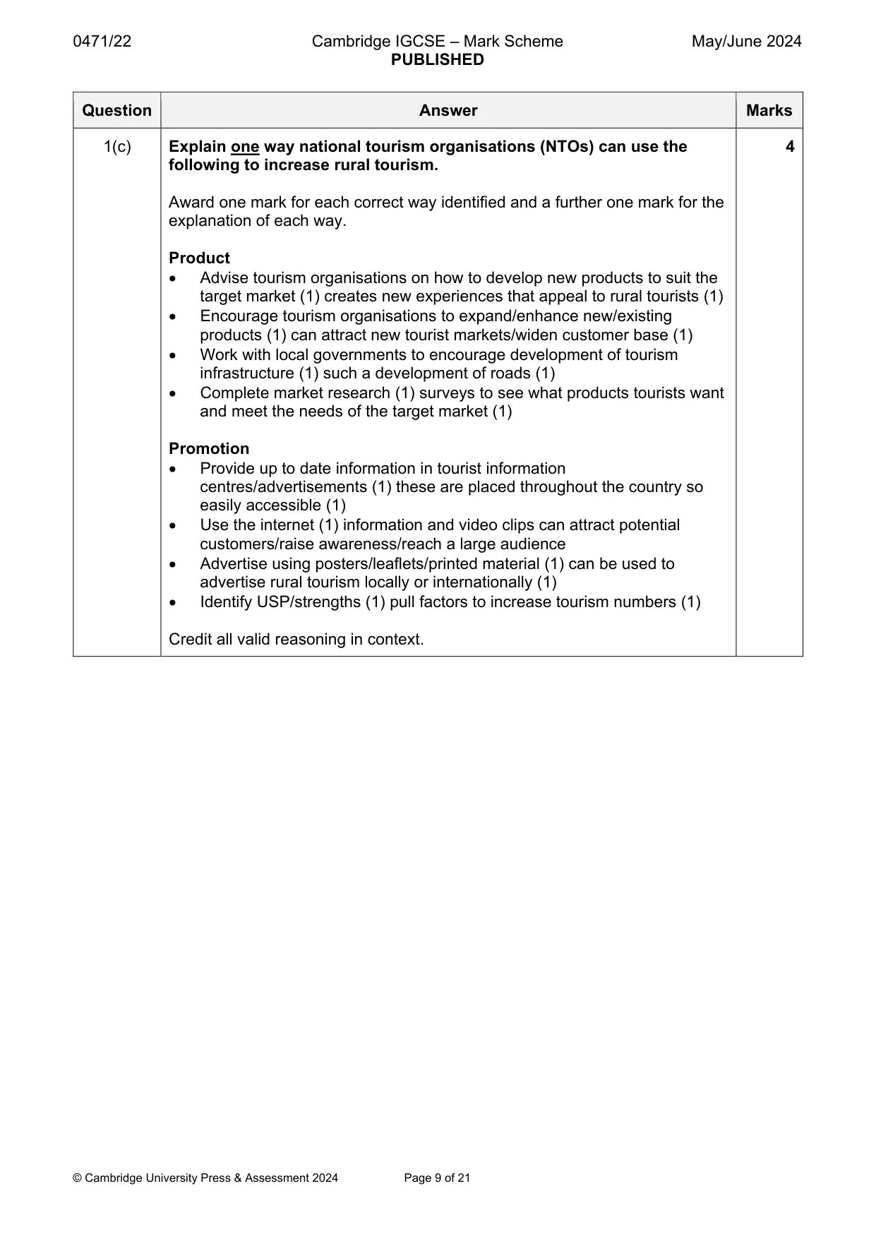 Mark scheme, page 9 of 21