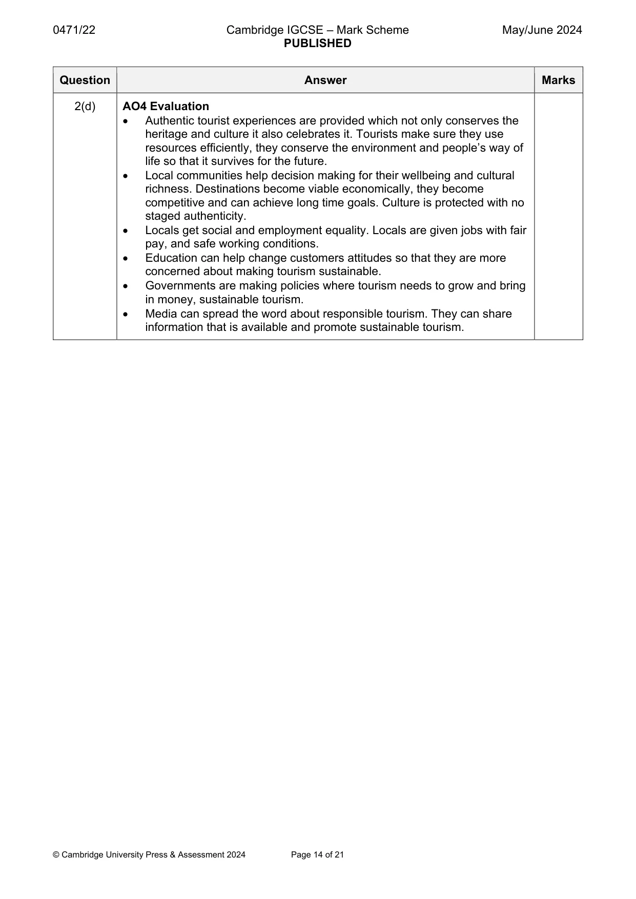 Mark scheme, page 14 of 21