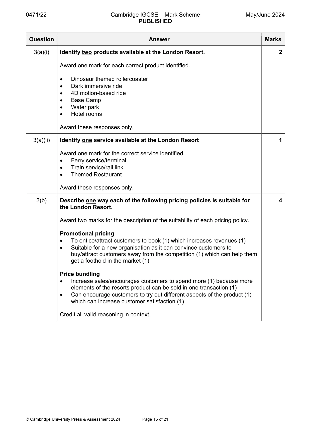 Mark scheme, page 15 of 21