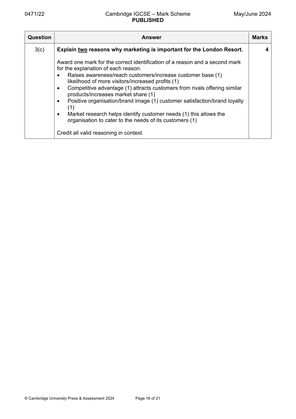 Mark scheme, page 16 of 21