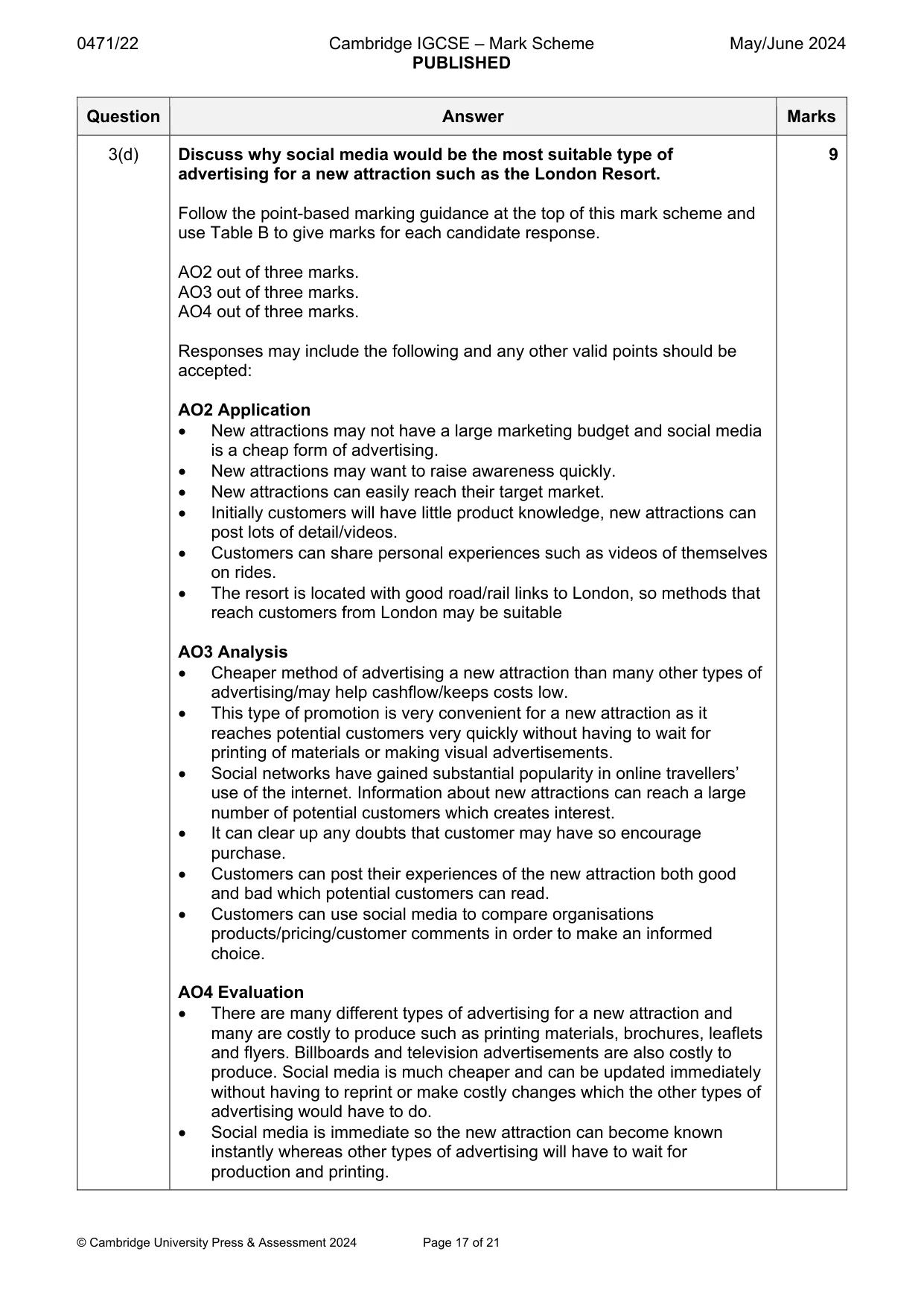 Mark scheme, page 17 of 21
