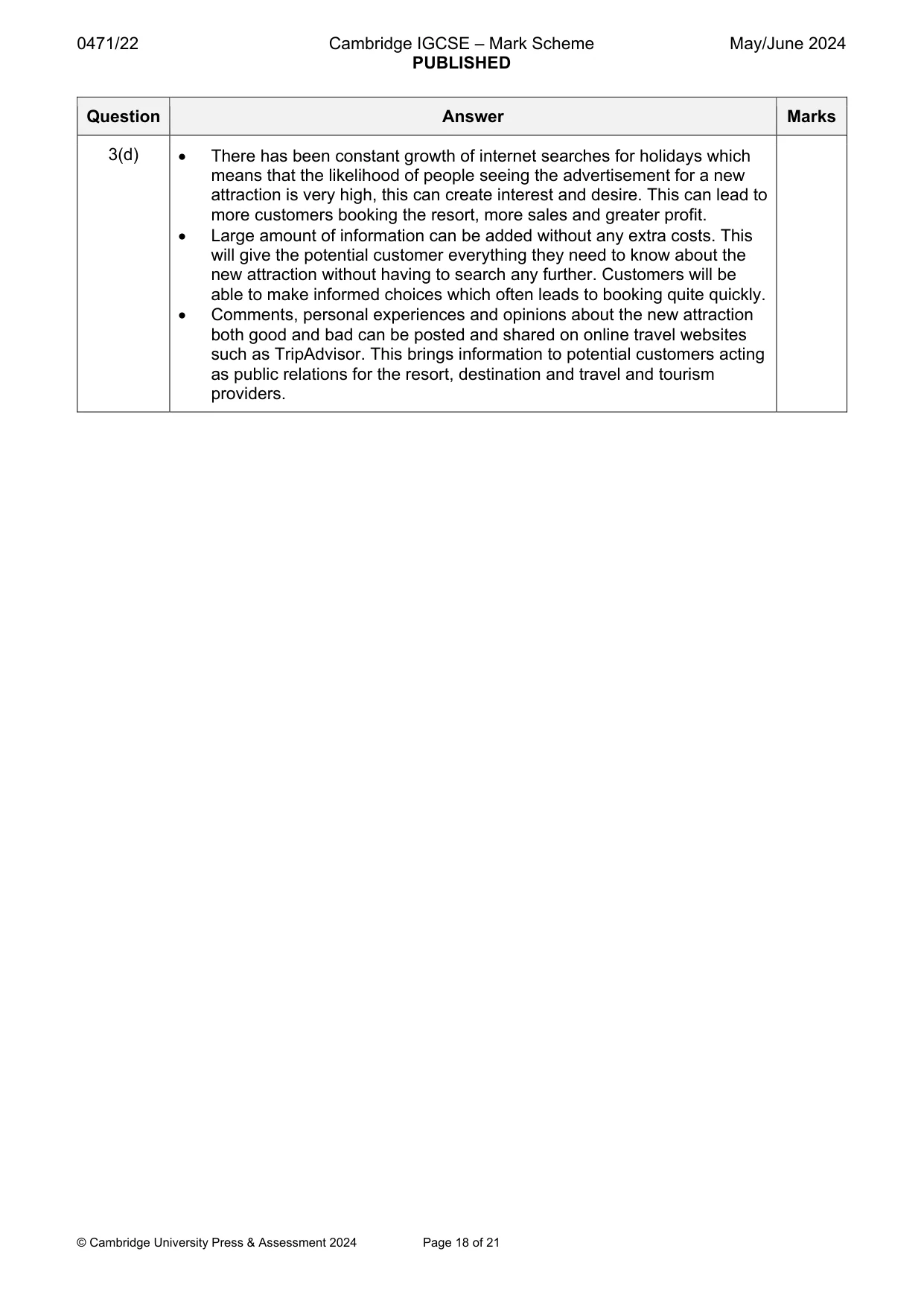 Mark scheme, page 18 of 21