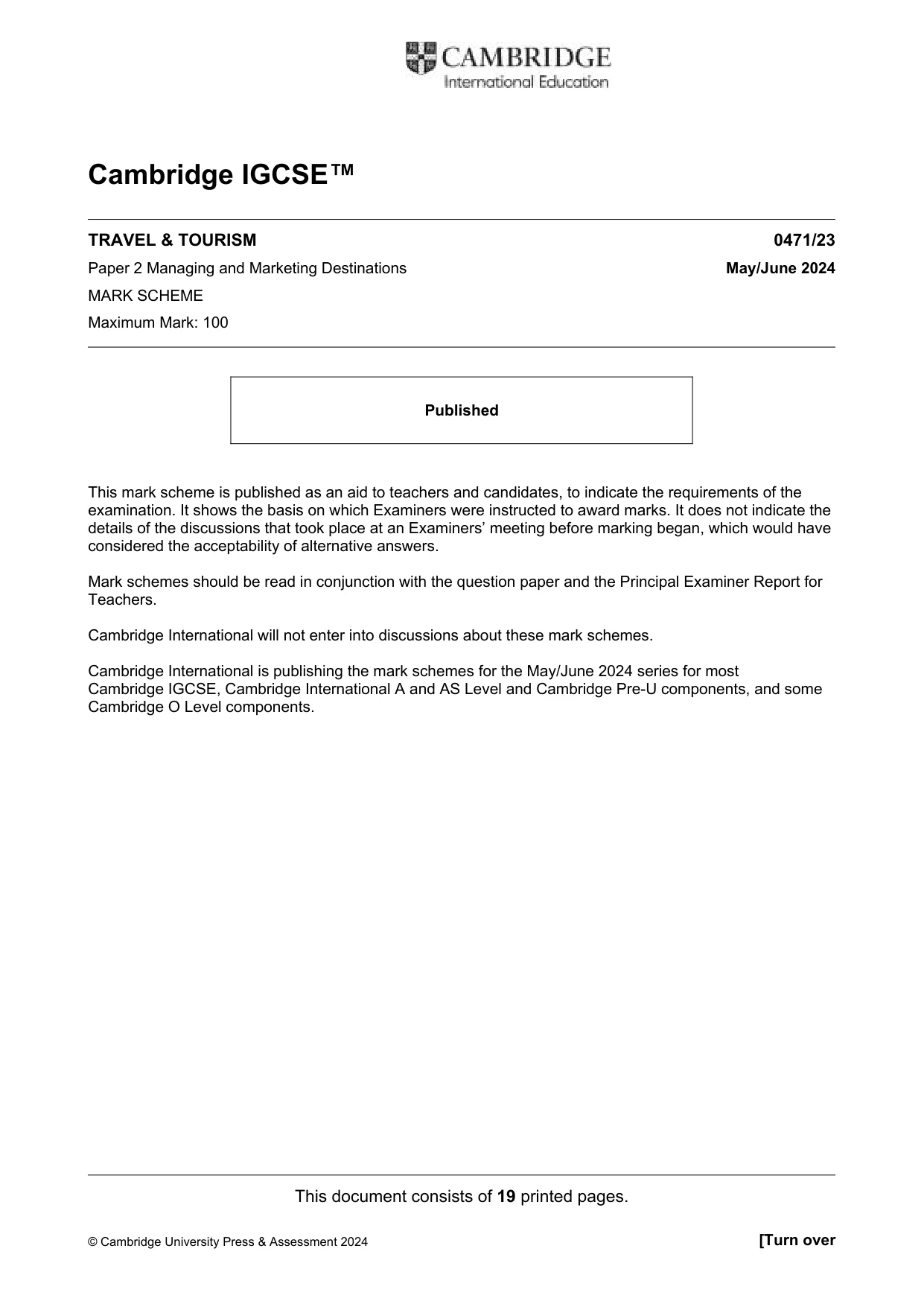 Mark scheme, page 1 of 19