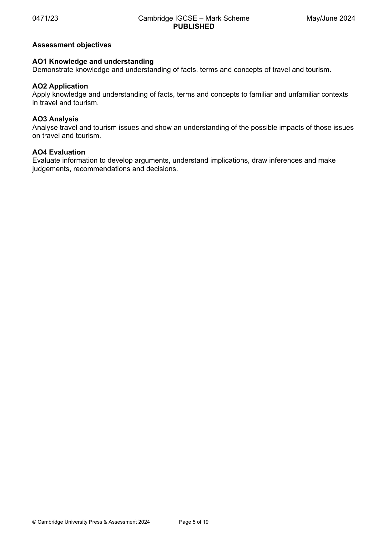 Mark scheme, page 5 of 19