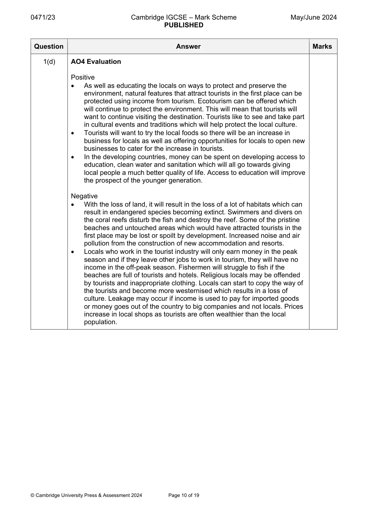 Mark scheme, page 10 of 19