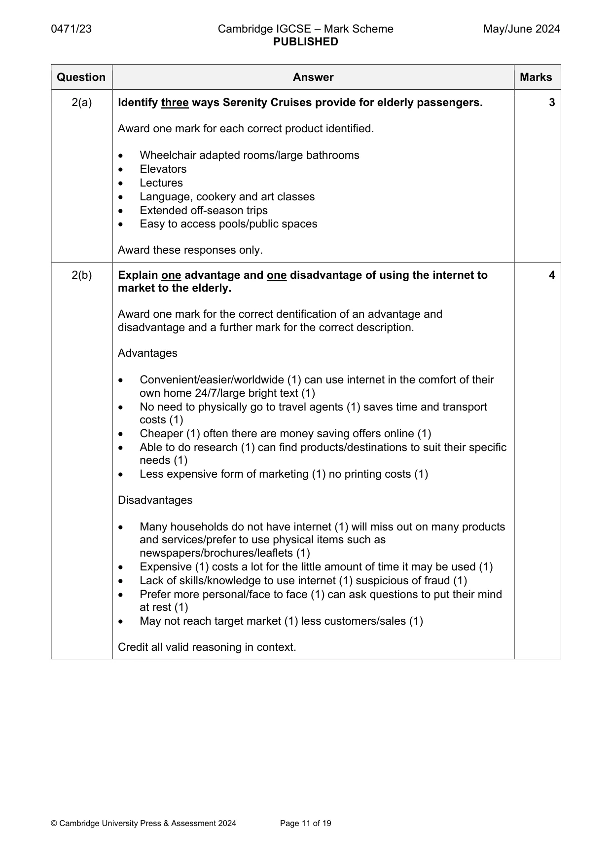 Mark scheme, page 11 of 19