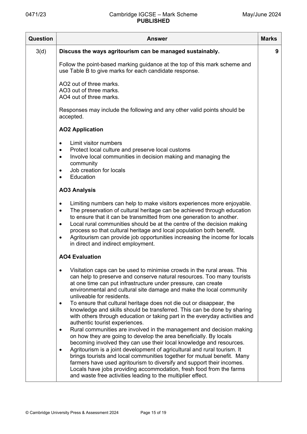 Mark scheme, page 15 of 19