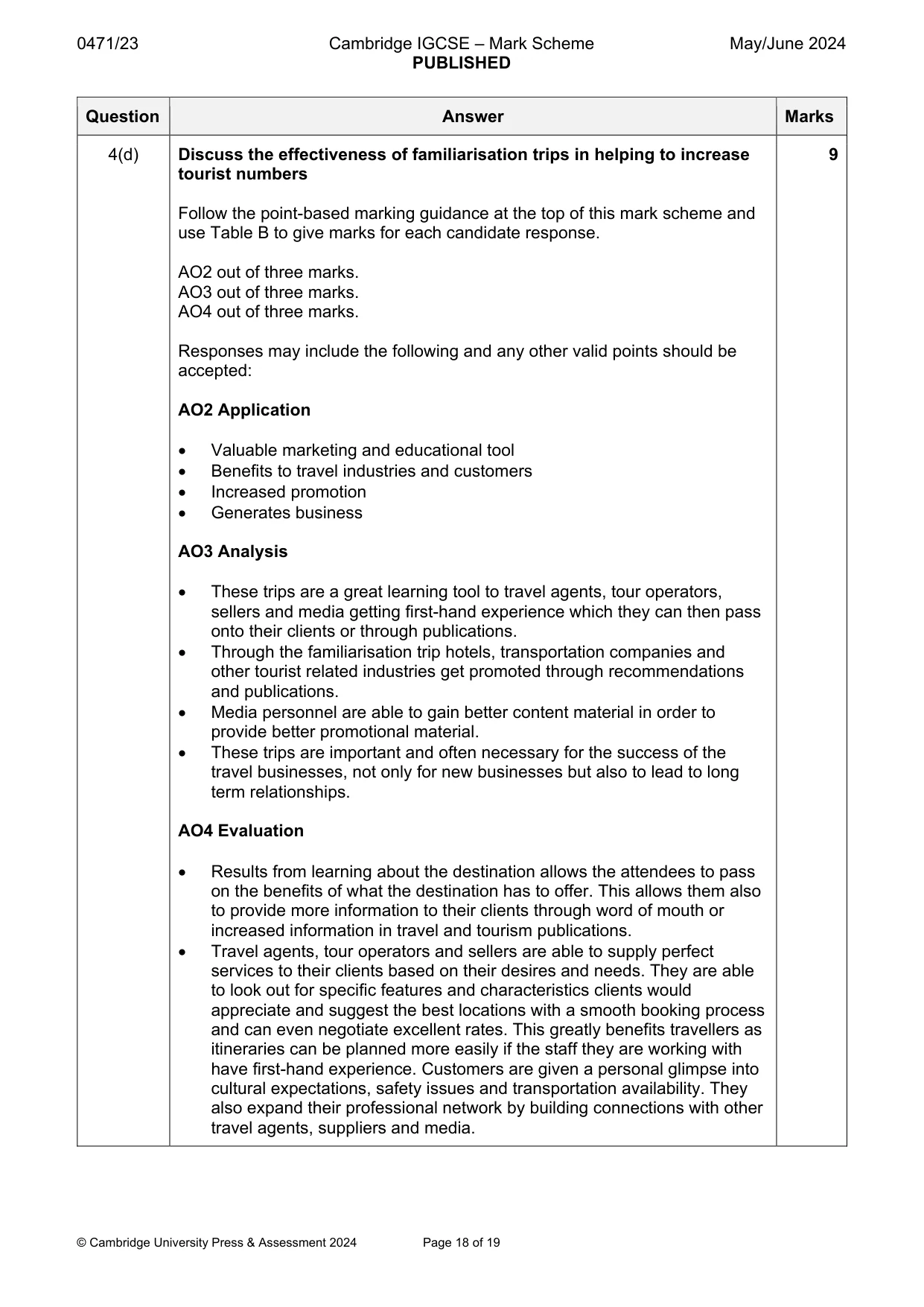 Mark scheme, page 18 of 19