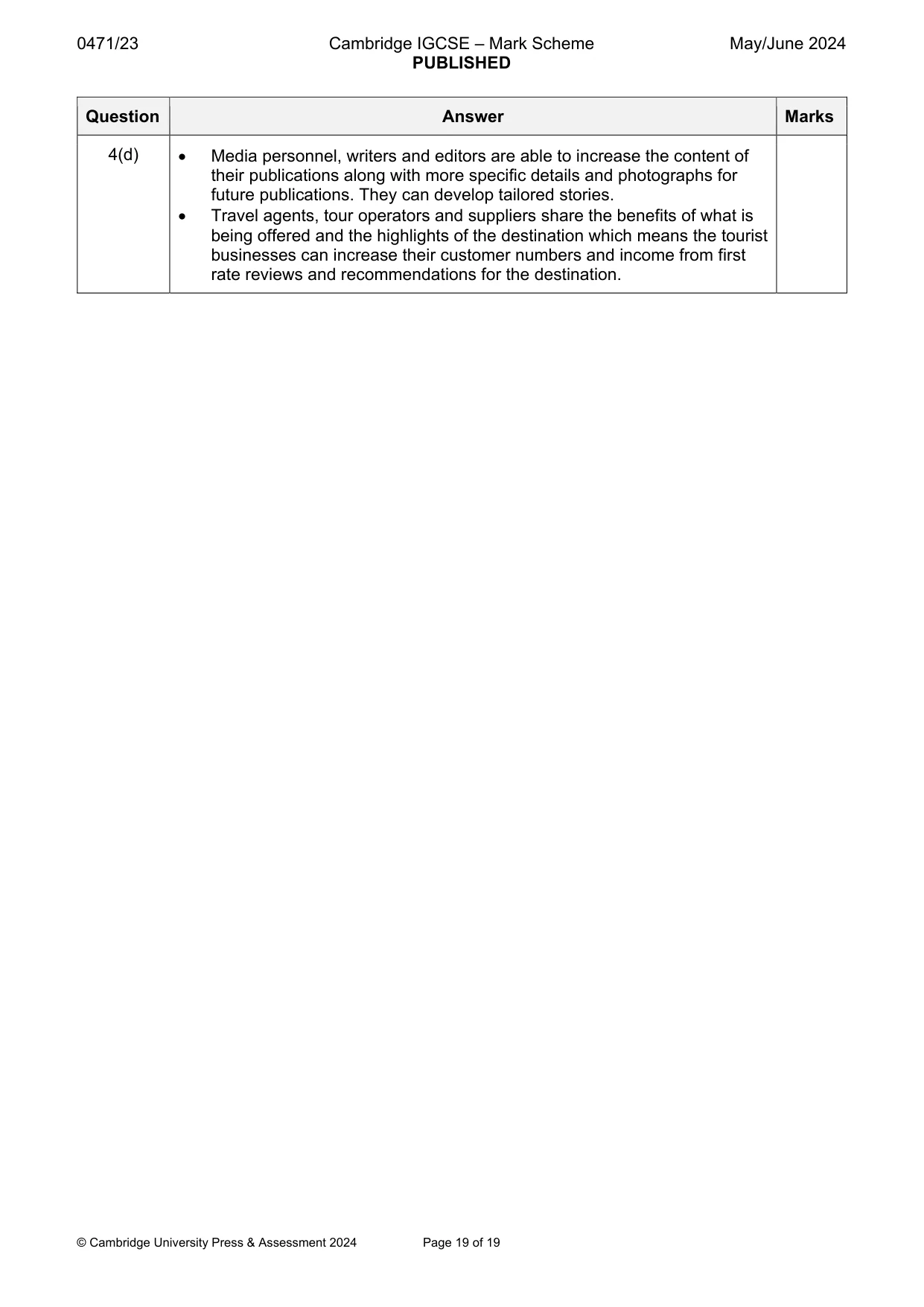 Mark scheme, page 19 of 19
