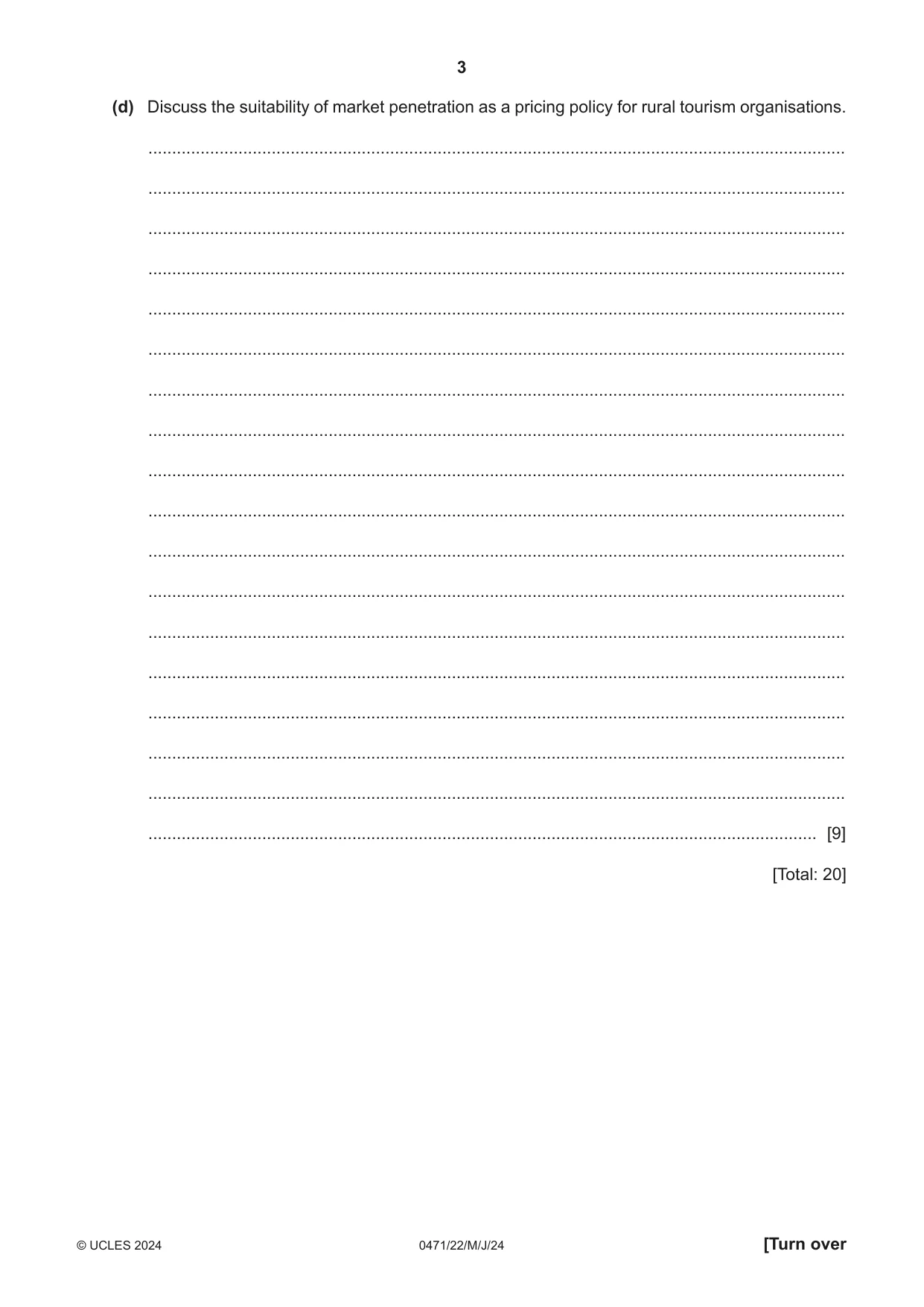 Cambridge IGCSE Travel and Tourism 0471 2024 May/June Paper 2 · Variant 2 question paper, page 3 of 12