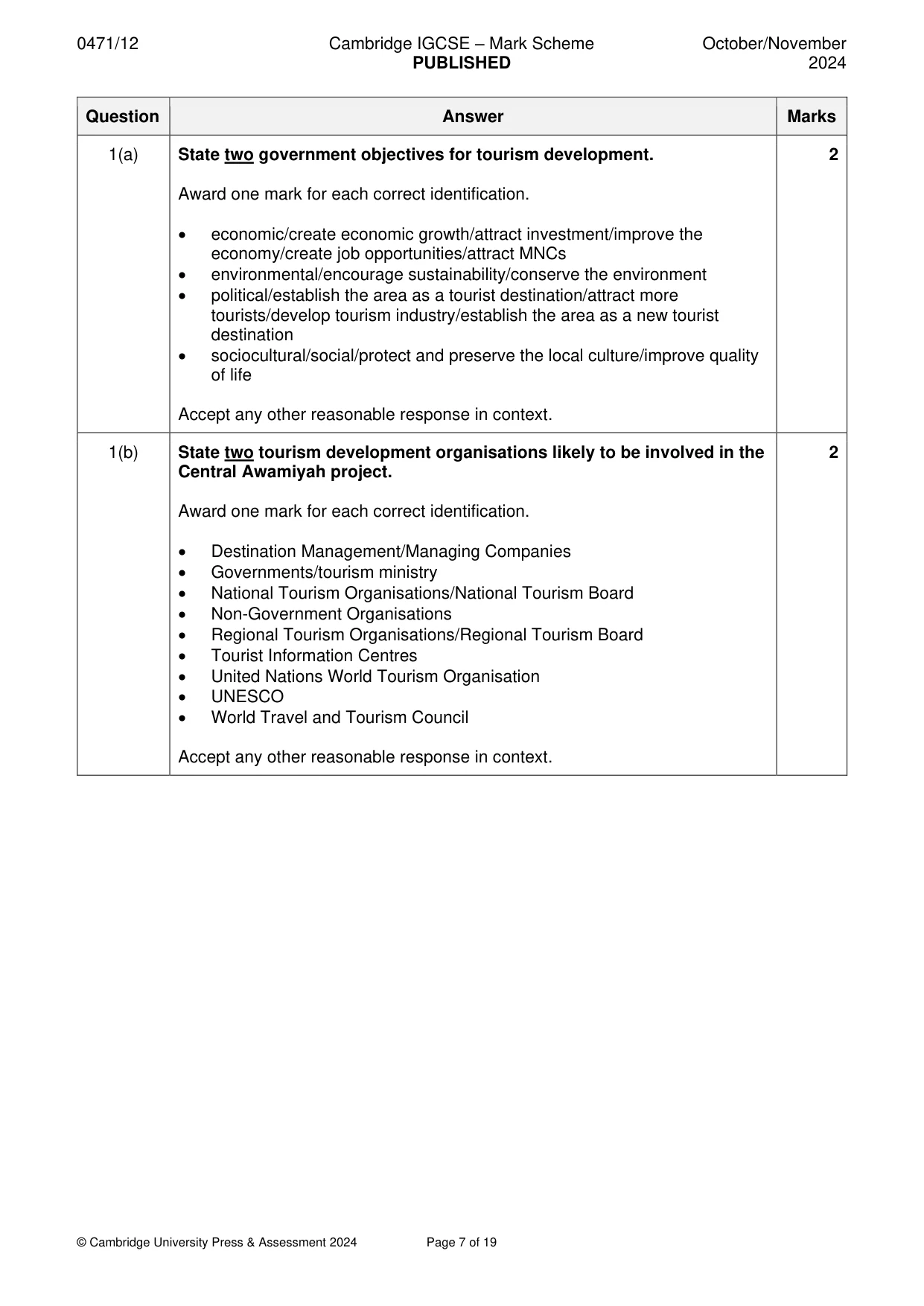 Mark scheme, page 7 of 19