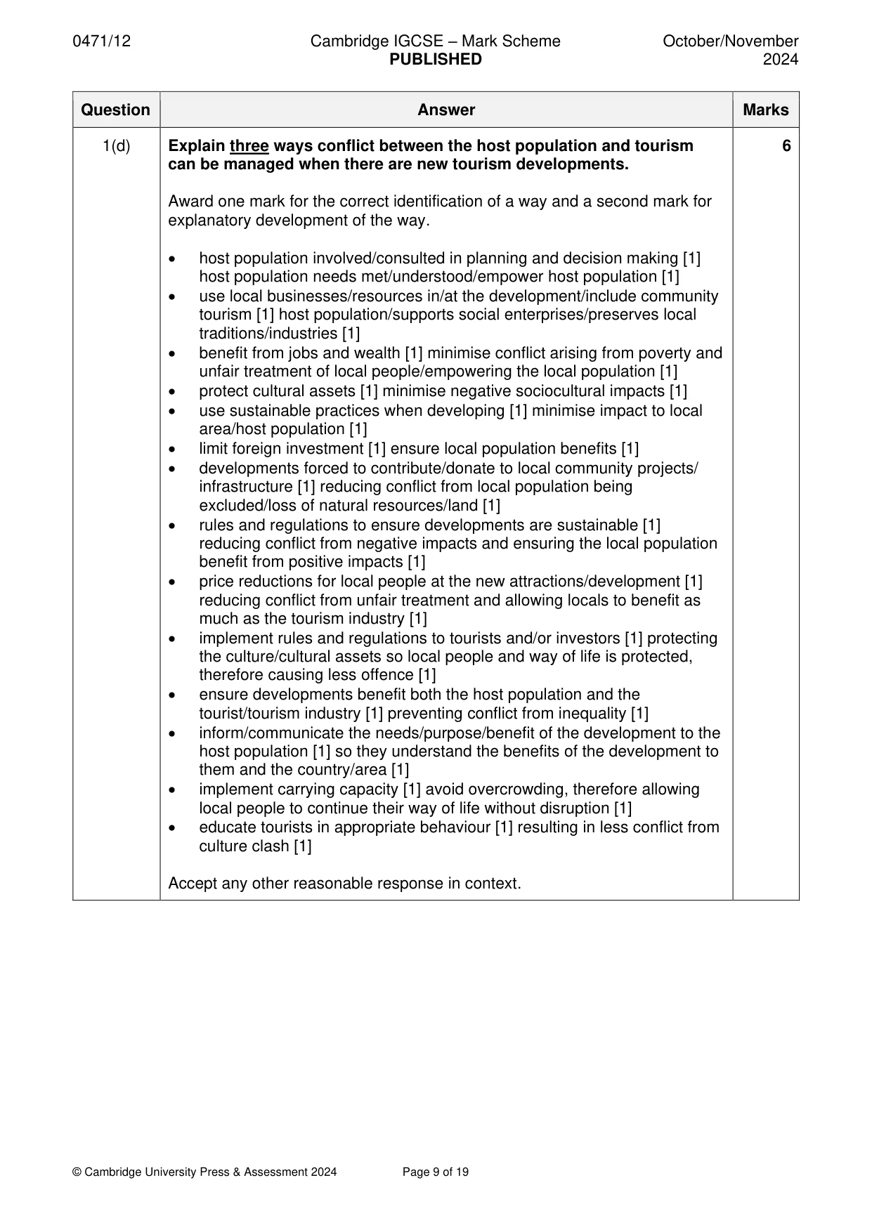 Mark scheme, page 9 of 19