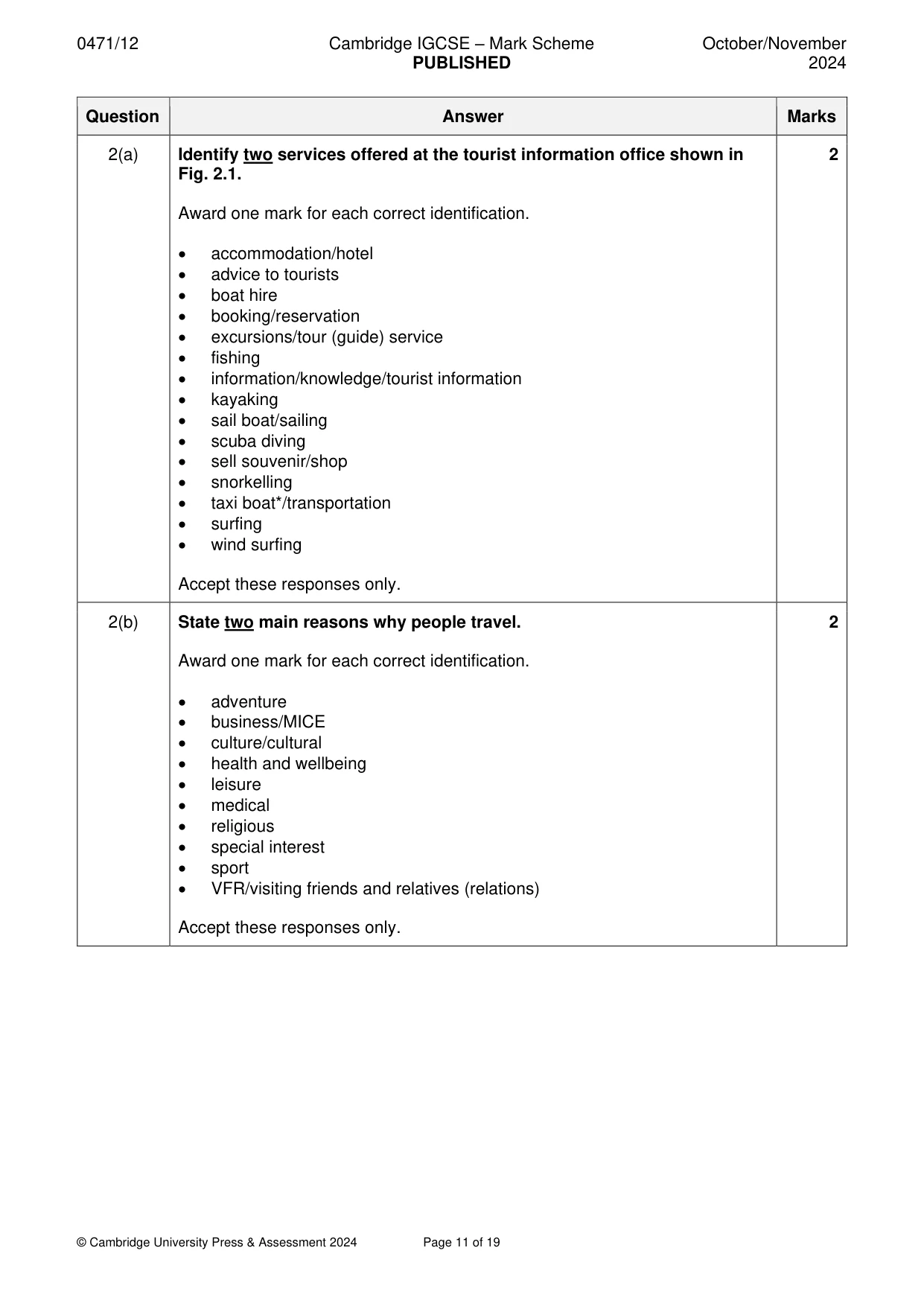Mark scheme, page 11 of 19