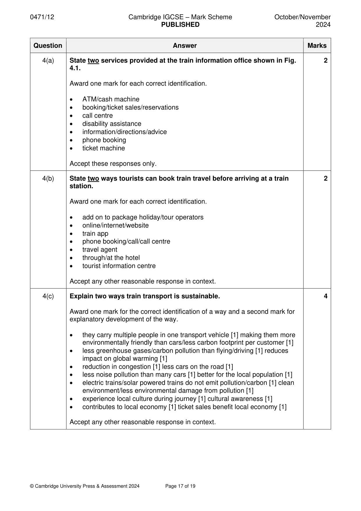 Mark scheme, page 17 of 19