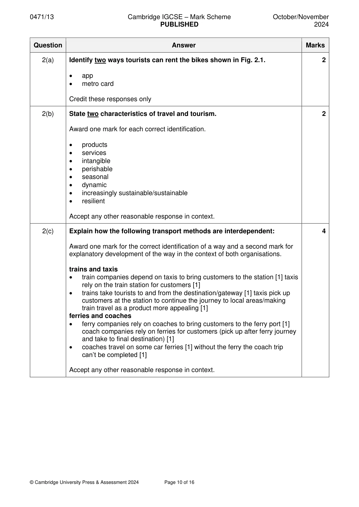 Mark scheme, page 10 of 16