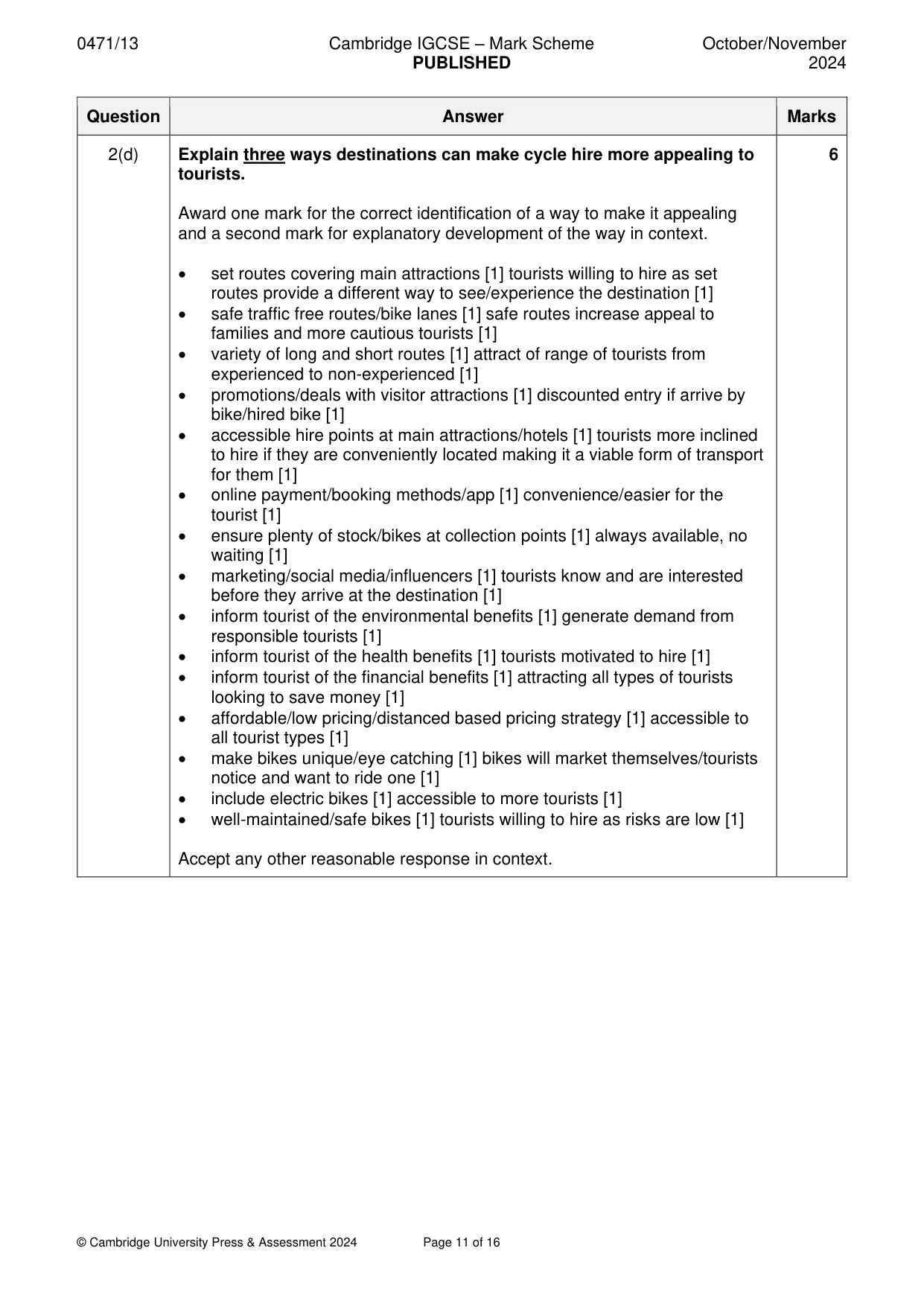 Mark scheme, page 11 of 16