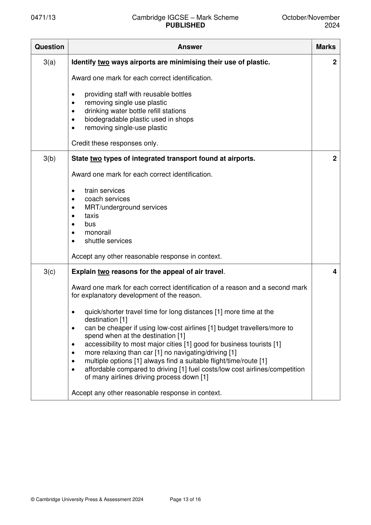 Mark scheme, page 13 of 16