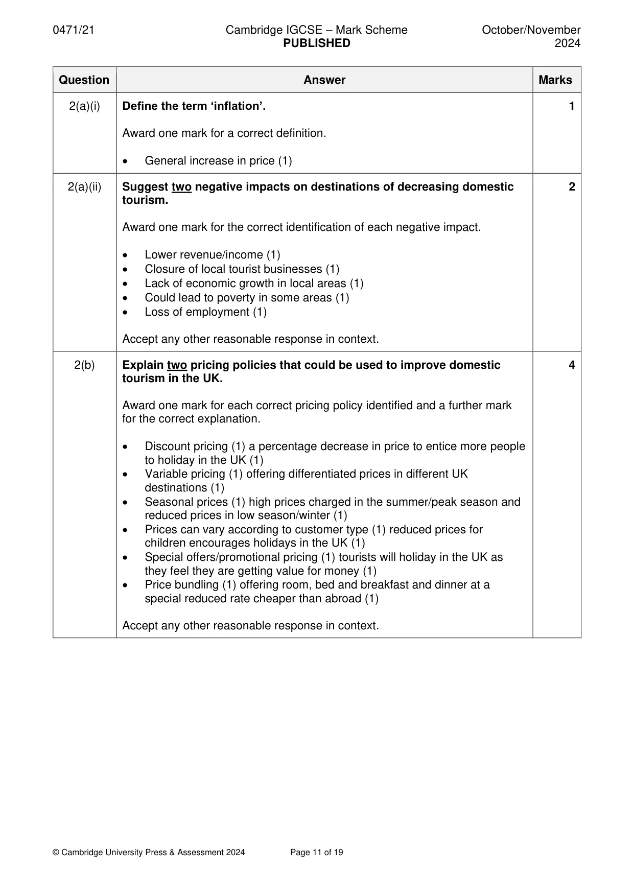 Mark scheme, page 11 of 19