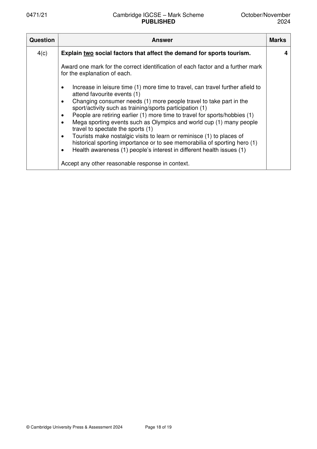 Mark scheme, page 18 of 19