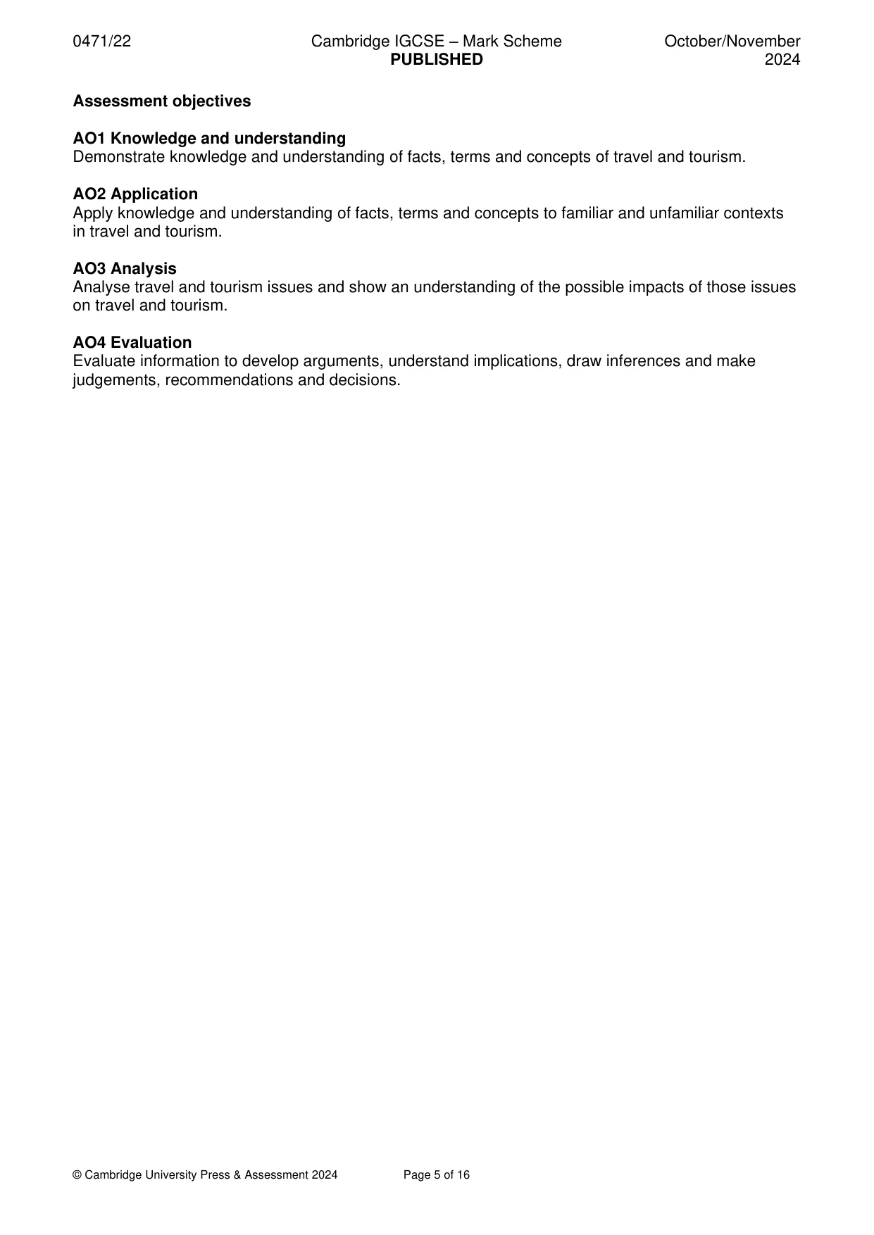 Mark scheme, page 5 of 16