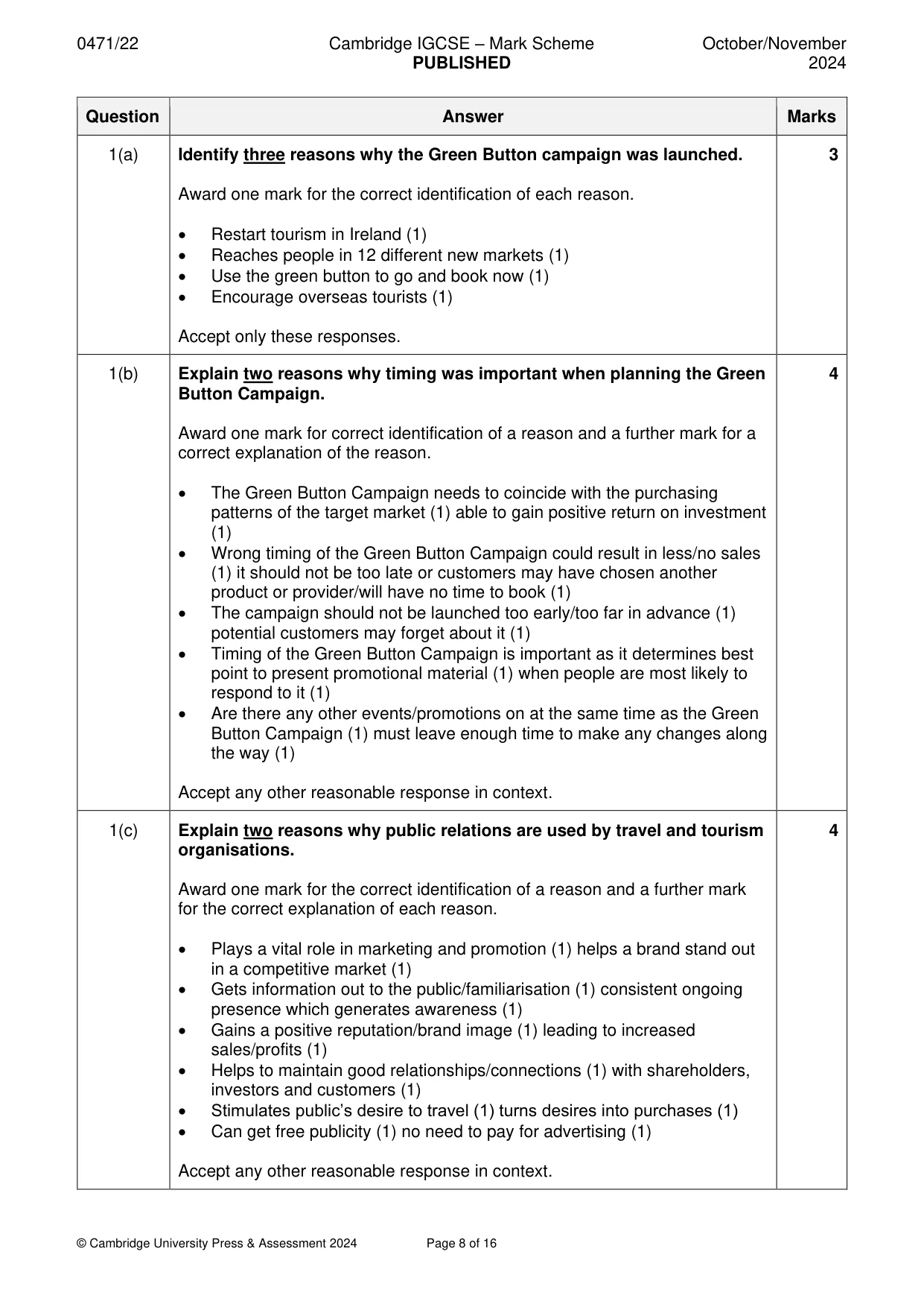 Mark scheme, page 8 of 16