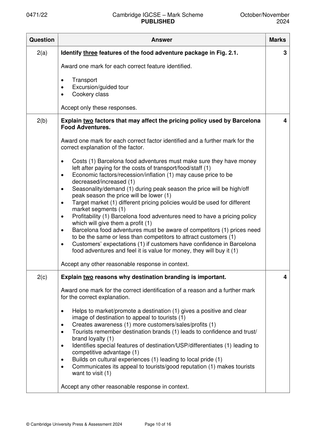 Mark scheme, page 10 of 16