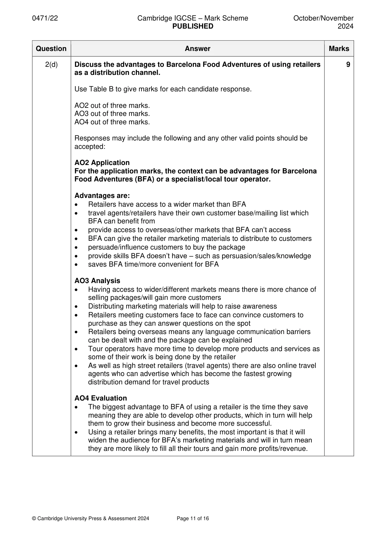 Mark scheme, page 11 of 16