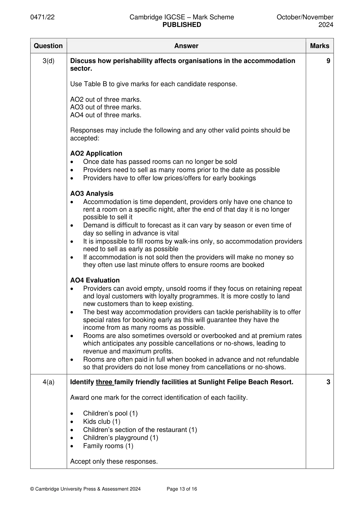 Mark scheme, page 13 of 16