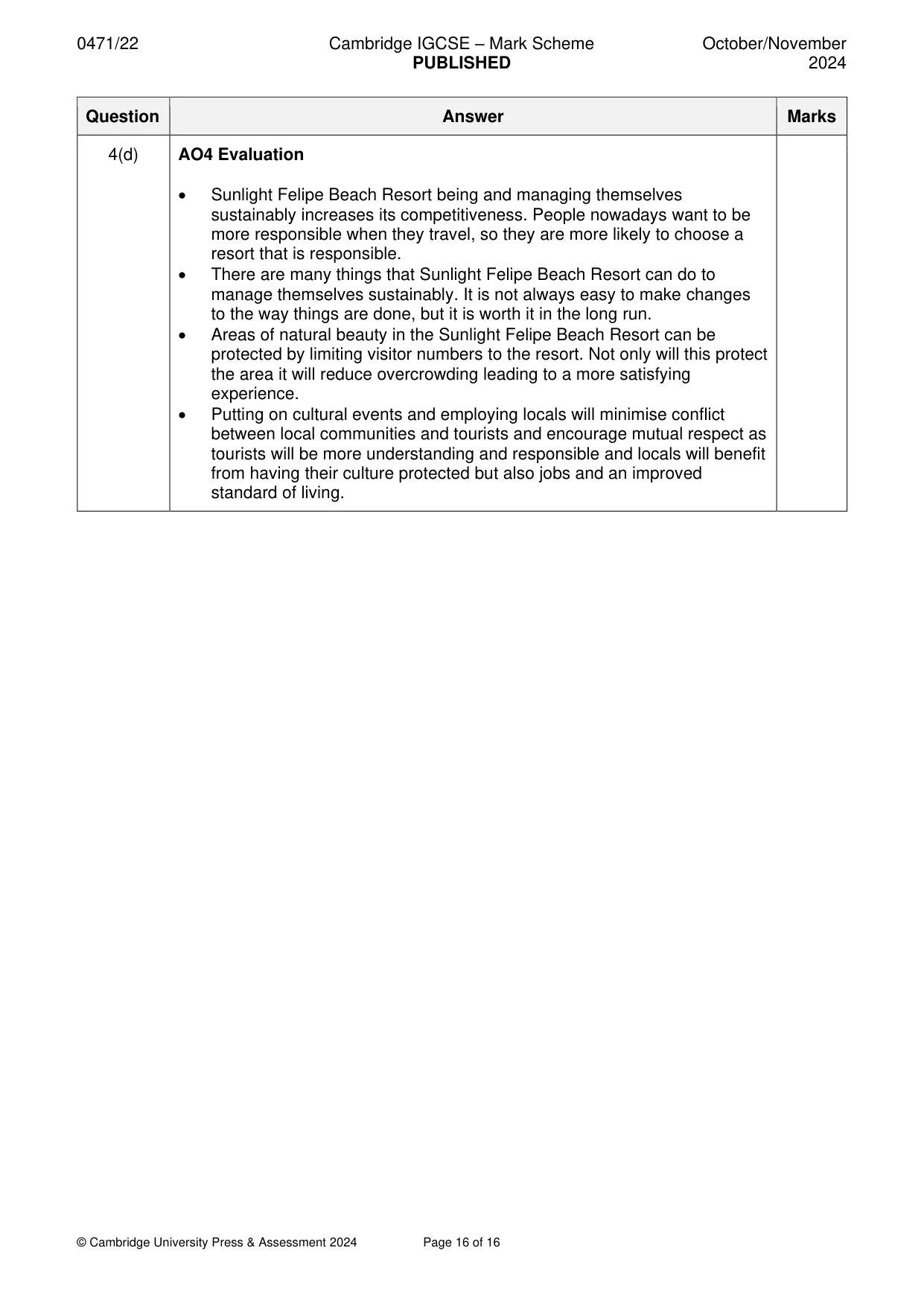 Mark scheme, page 16 of 16