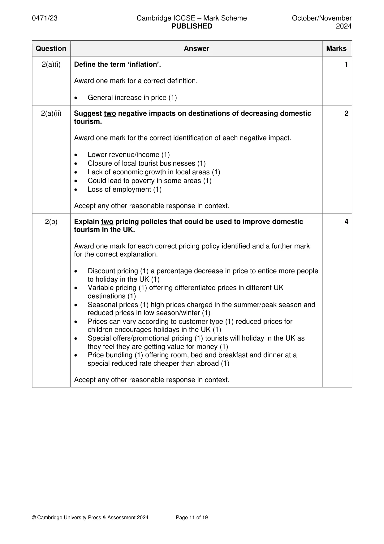 Mark scheme, page 11 of 19
